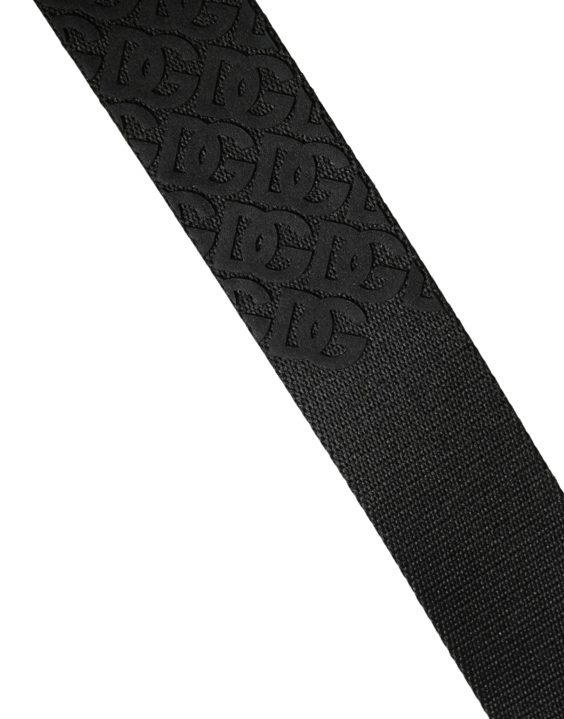 Dolce & Gabbana Men Black DG Logo Polyester Metal Buckle Belt Curated Luxury Accessories by Orvyn