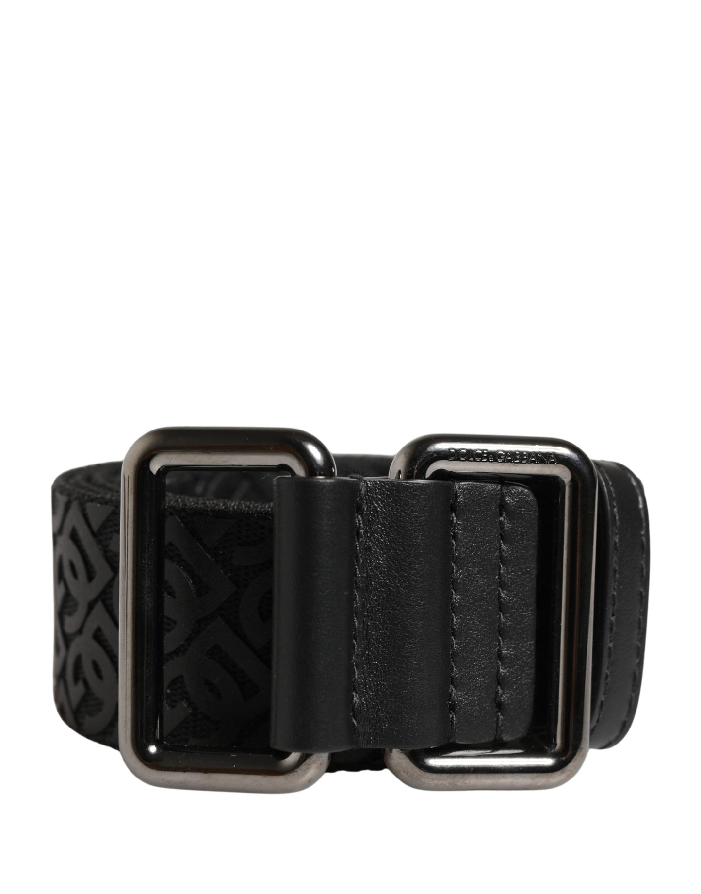 Dolce & Gabbana Men Black DG Logo Polyester Metal Buckle Belt Curated Luxury Accessories by Orvyn