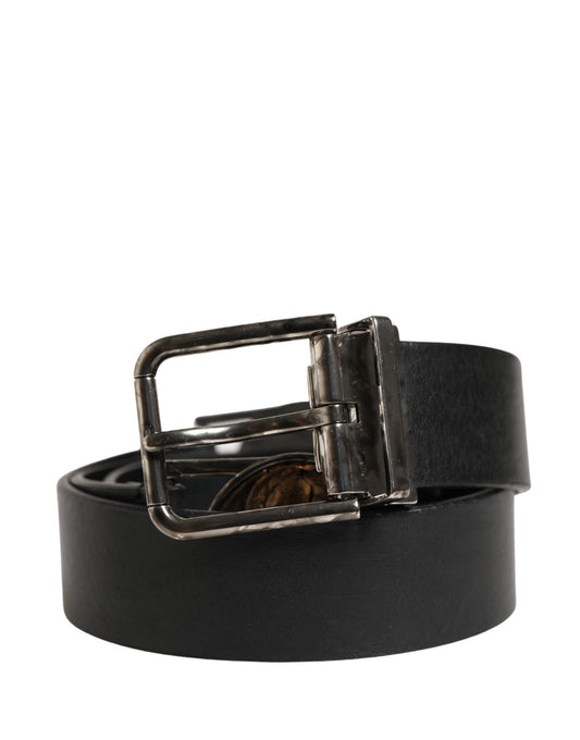 Dolce & Gabbana Men Black Classic Leather Metal Buckle Belt Curated Luxury Accessories by Orvyn