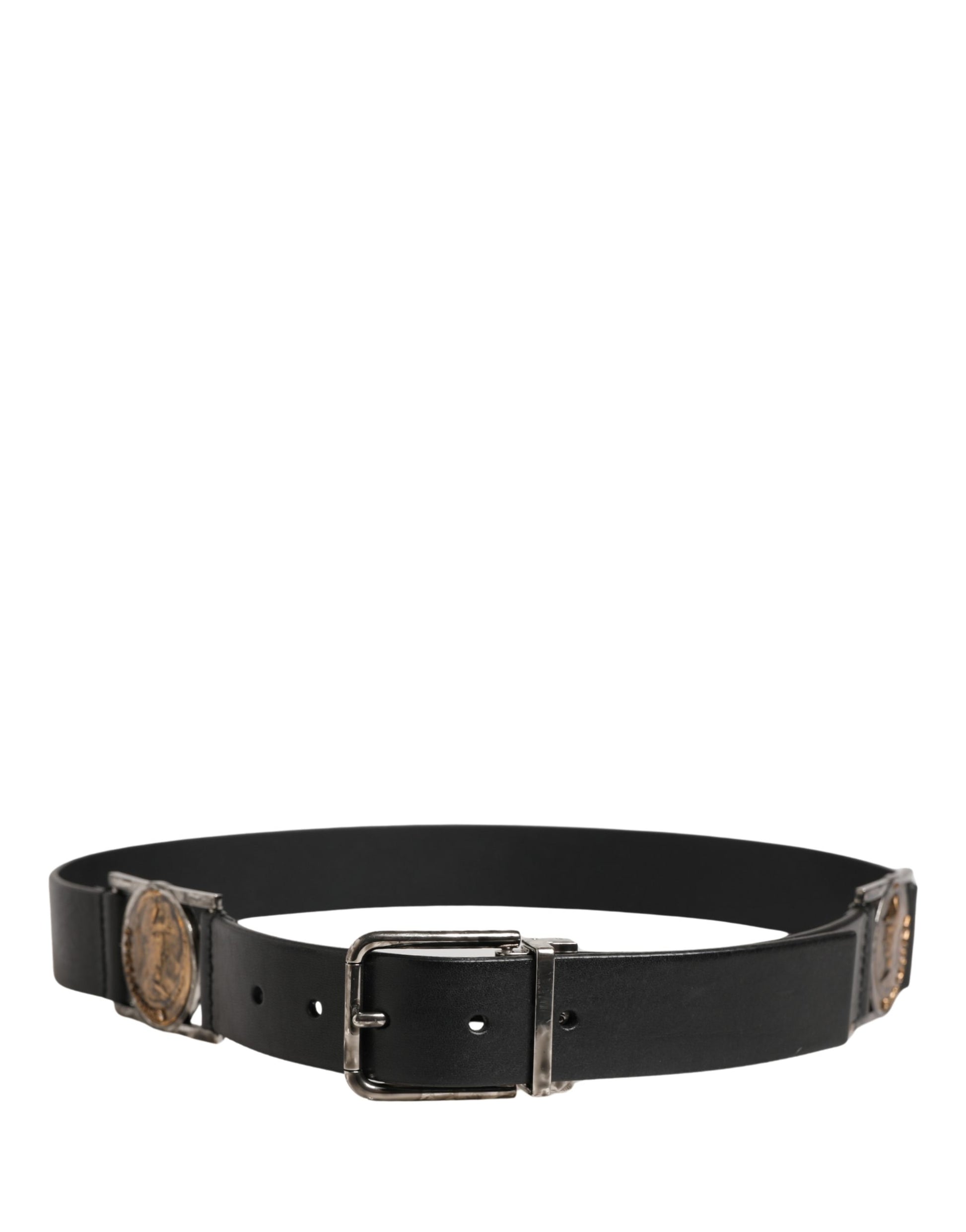 Dolce & Gabbana Men Black Classic Leather Metal Buckle Belt Curated Luxury Accessories by Orvyn