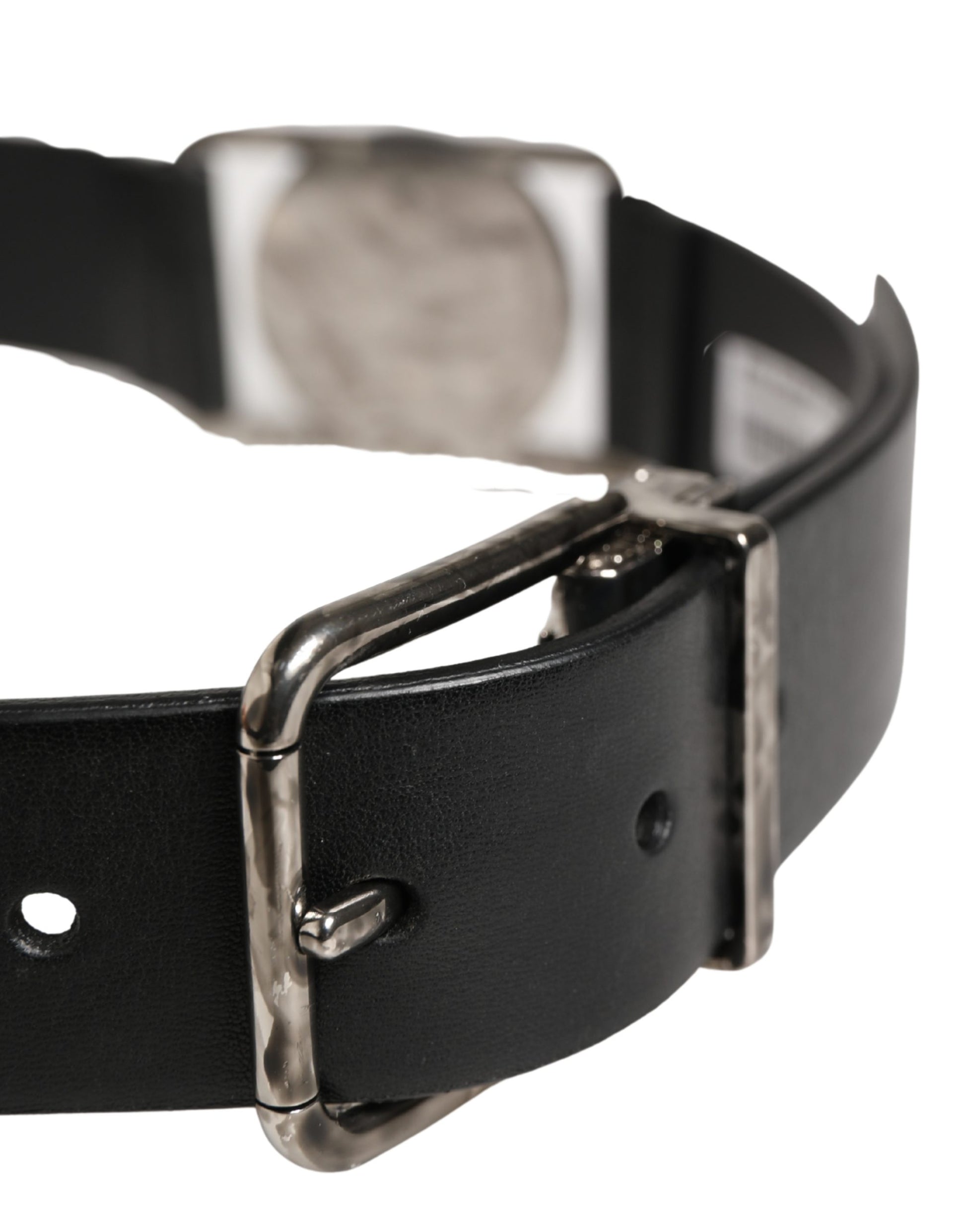 Dolce & Gabbana Men Black Classic Leather Metal Buckle Belt Curated Luxury Accessories by Orvyn