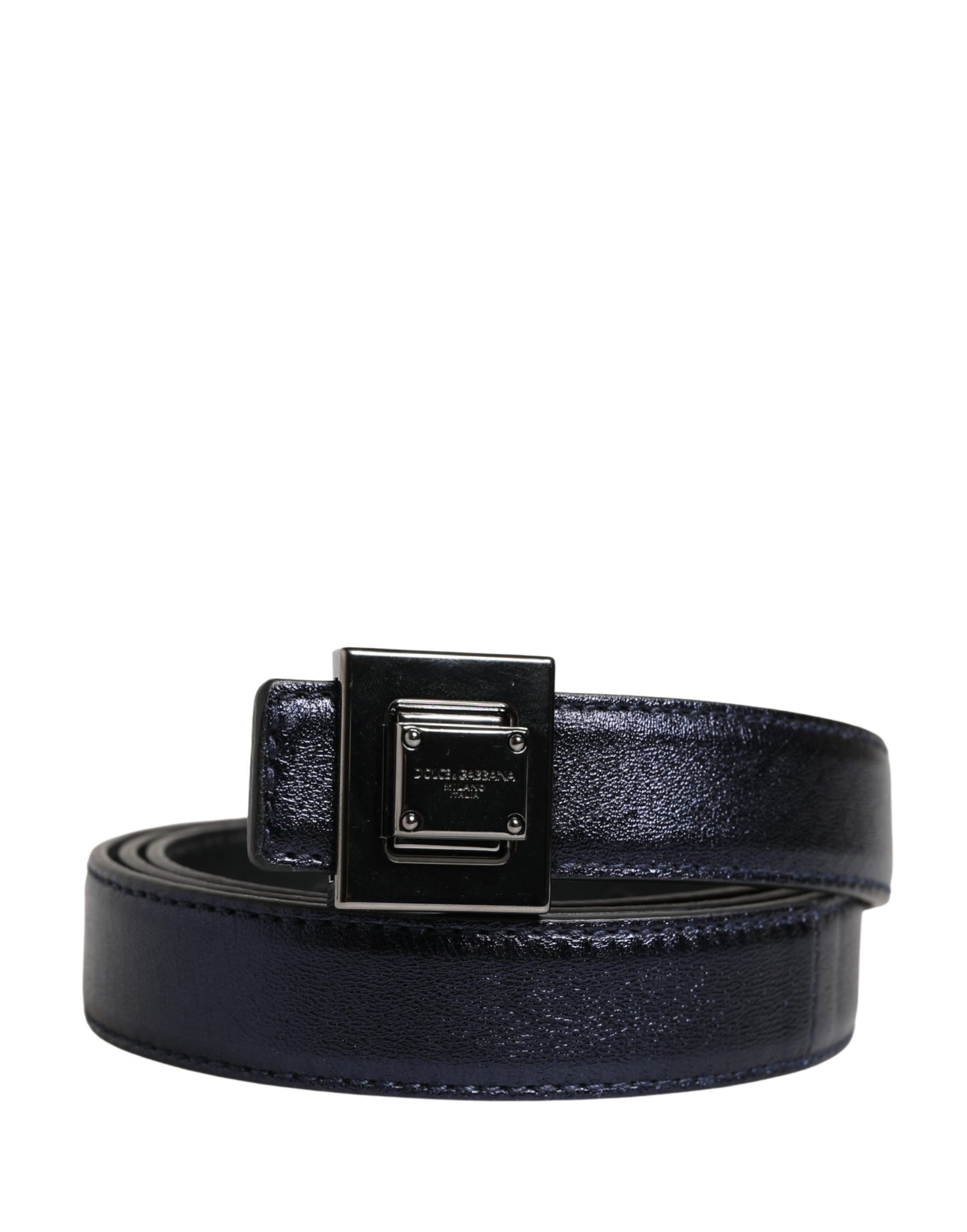 Dolce & Gabbana Men Black Classic Leather Square Buckle Belt Curated Luxury Accessories by Orvyn