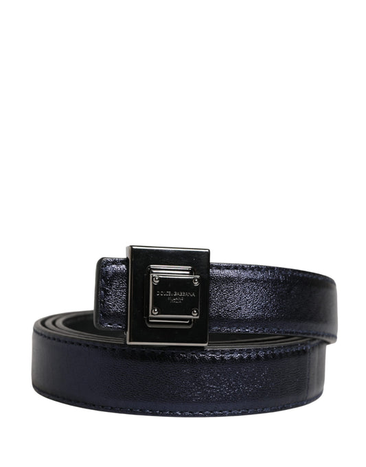 Dolce & Gabbana Men Black Classic Leather Square Buckle Belt Curated Luxury Accessories by Orvyn