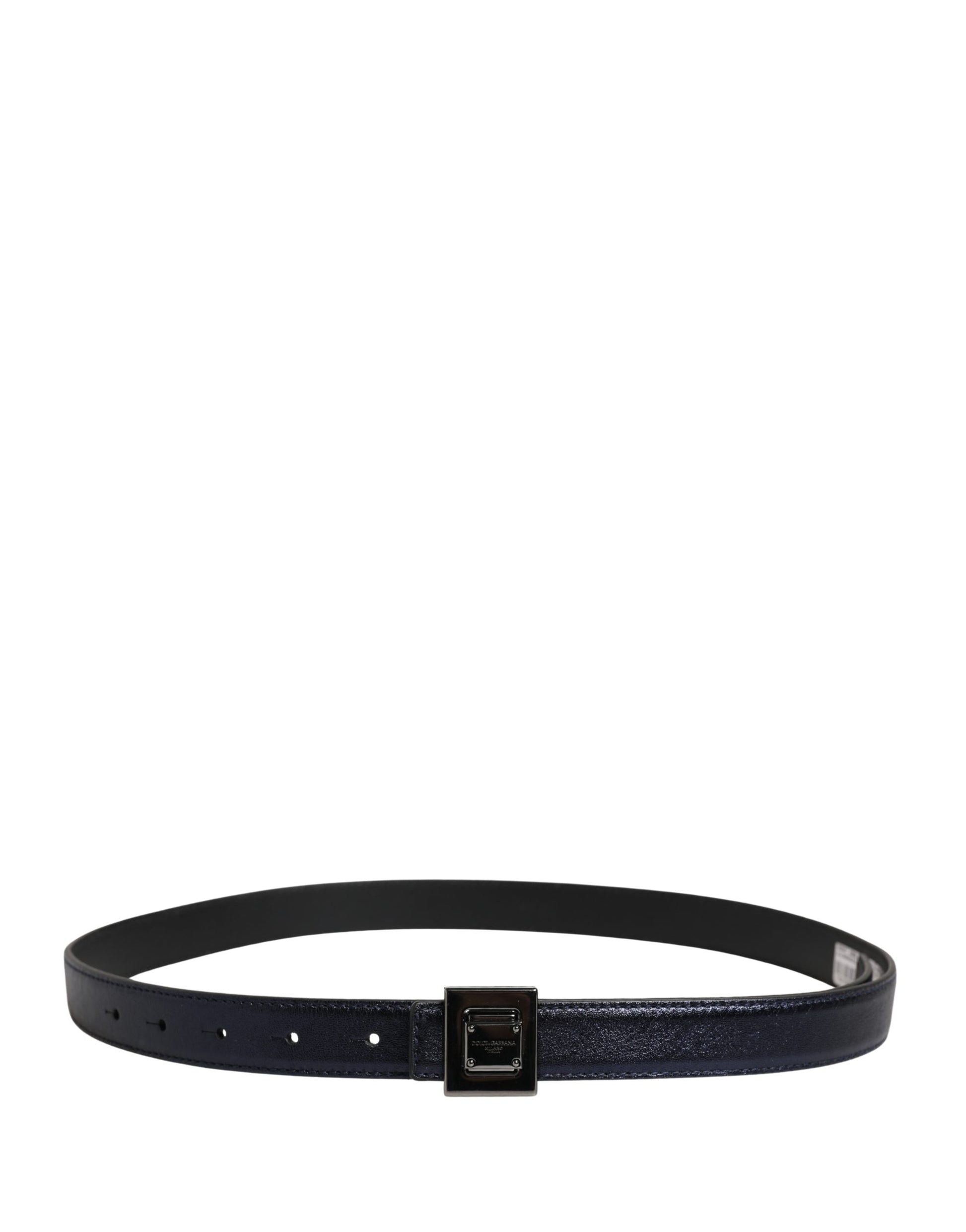 Dolce & Gabbana Men Black Classic Leather Square Buckle Belt Curated Luxury Accessories by Orvyn