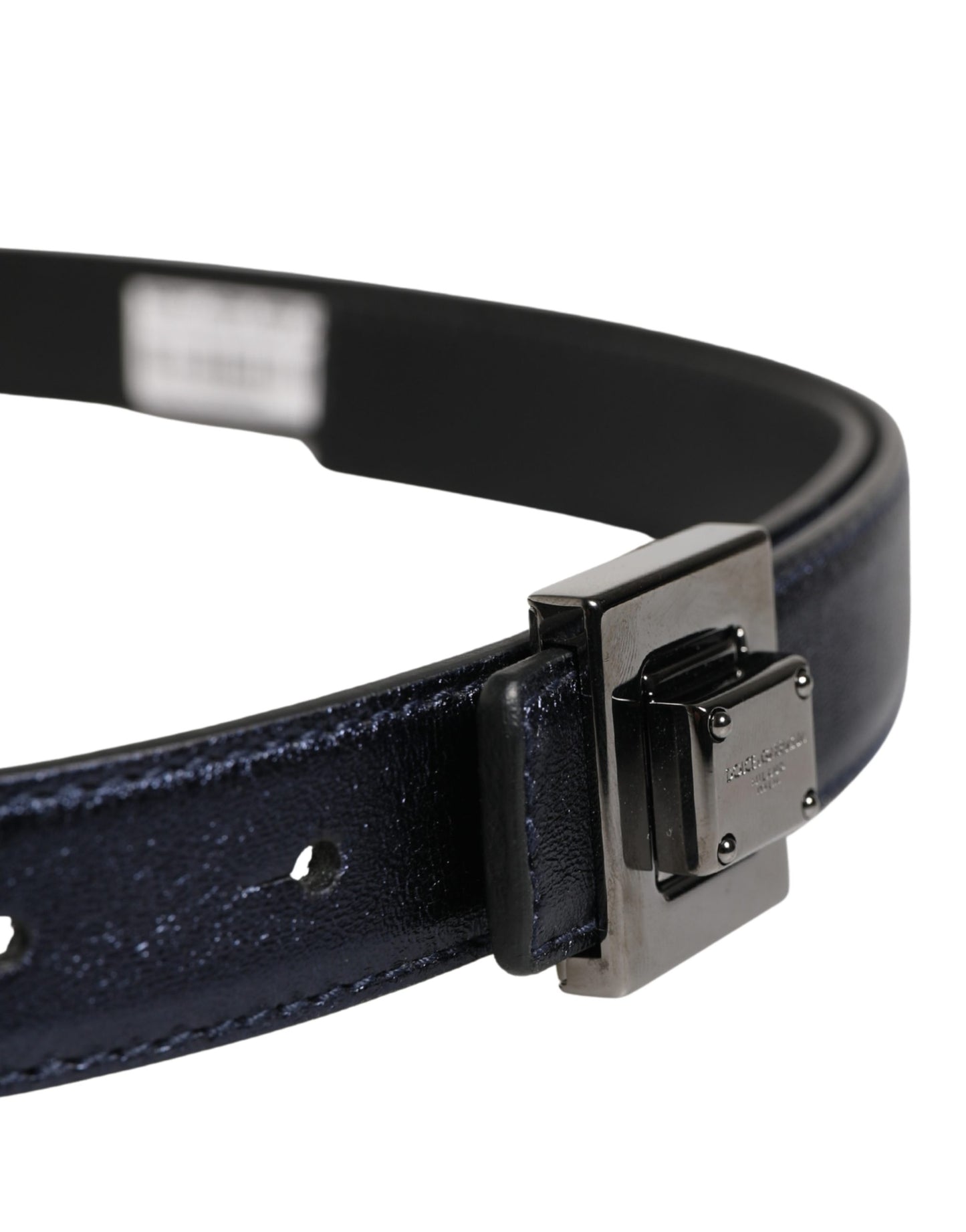 Dolce & Gabbana Men Black Classic Leather Square Buckle Belt Curated Luxury Accessories by Orvyn