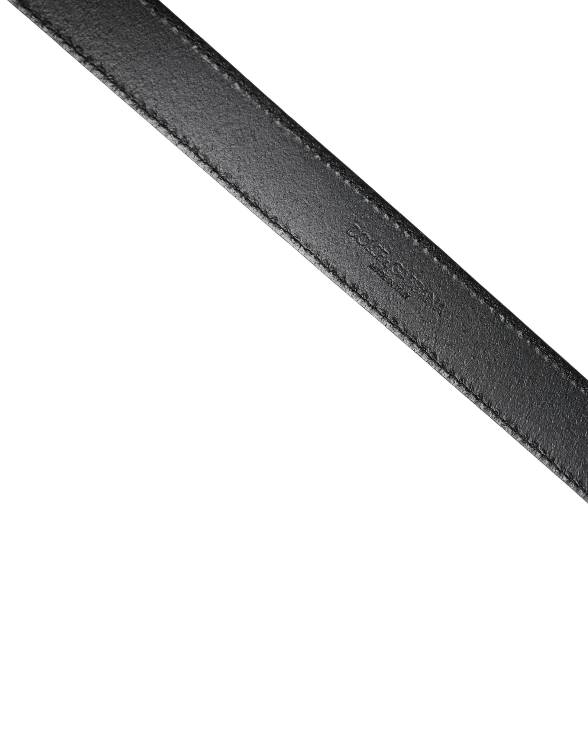 Dolce & Gabbana Men Black Classic Leather Square Buckle Belt Curated Luxury Accessories by Orvyn
