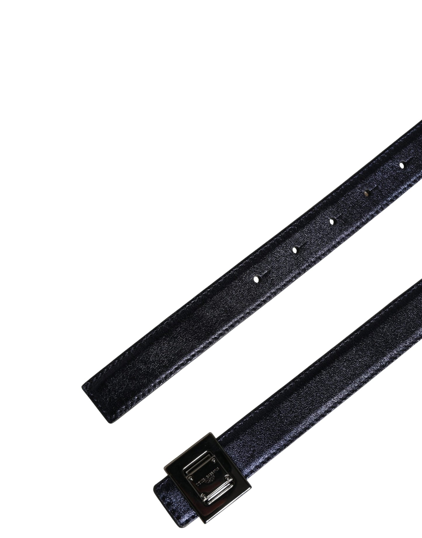 Dolce & Gabbana Men Black Classic Leather Square Buckle Belt Curated Luxury Accessories by Orvyn