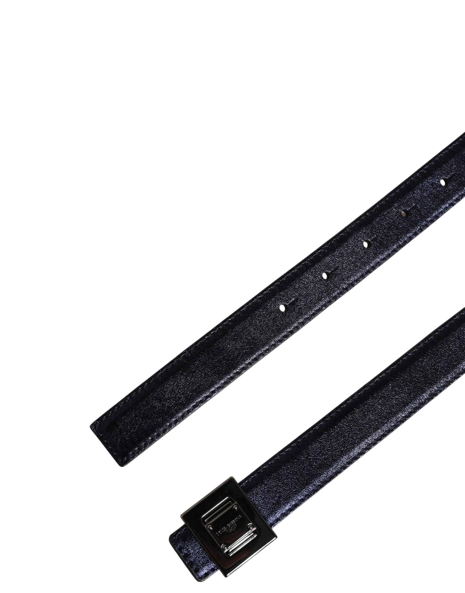 Dolce & Gabbana Men Black Classic Leather Square Buckle Belt Curated Luxury Accessories by Orvyn