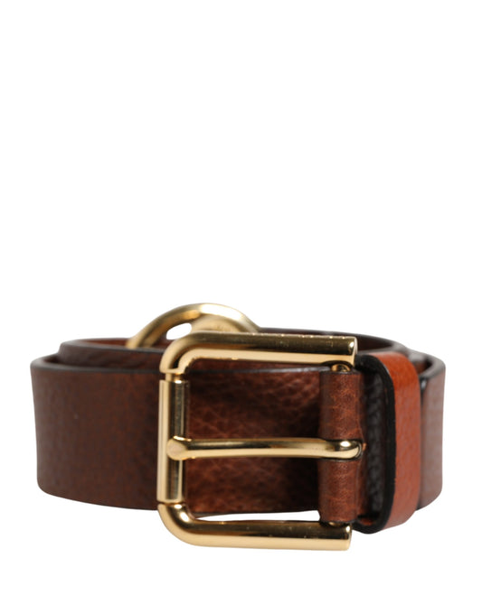 Dolce & Gabbana Men Brown Classic Leather Metal Buckle Belt Curated Luxury Accessories by Orvyn