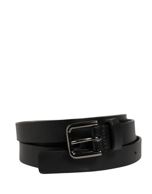 Dolce & Gabbana Black Double Strap Leather Silver Buckle Belt Curated Luxury Accessories by Orvyn