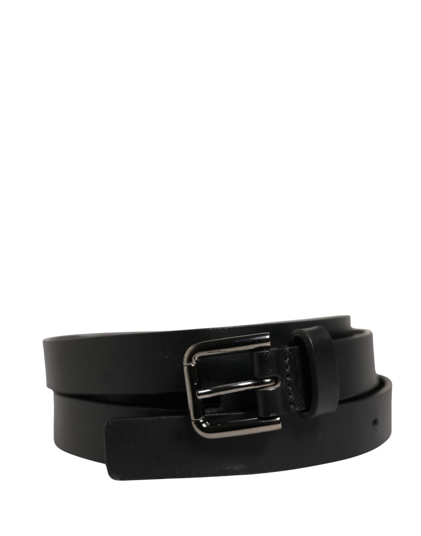 Dolce & Gabbana Black Double Strap Leather Silver Buckle Belt Curated Luxury Accessories by Orvyn