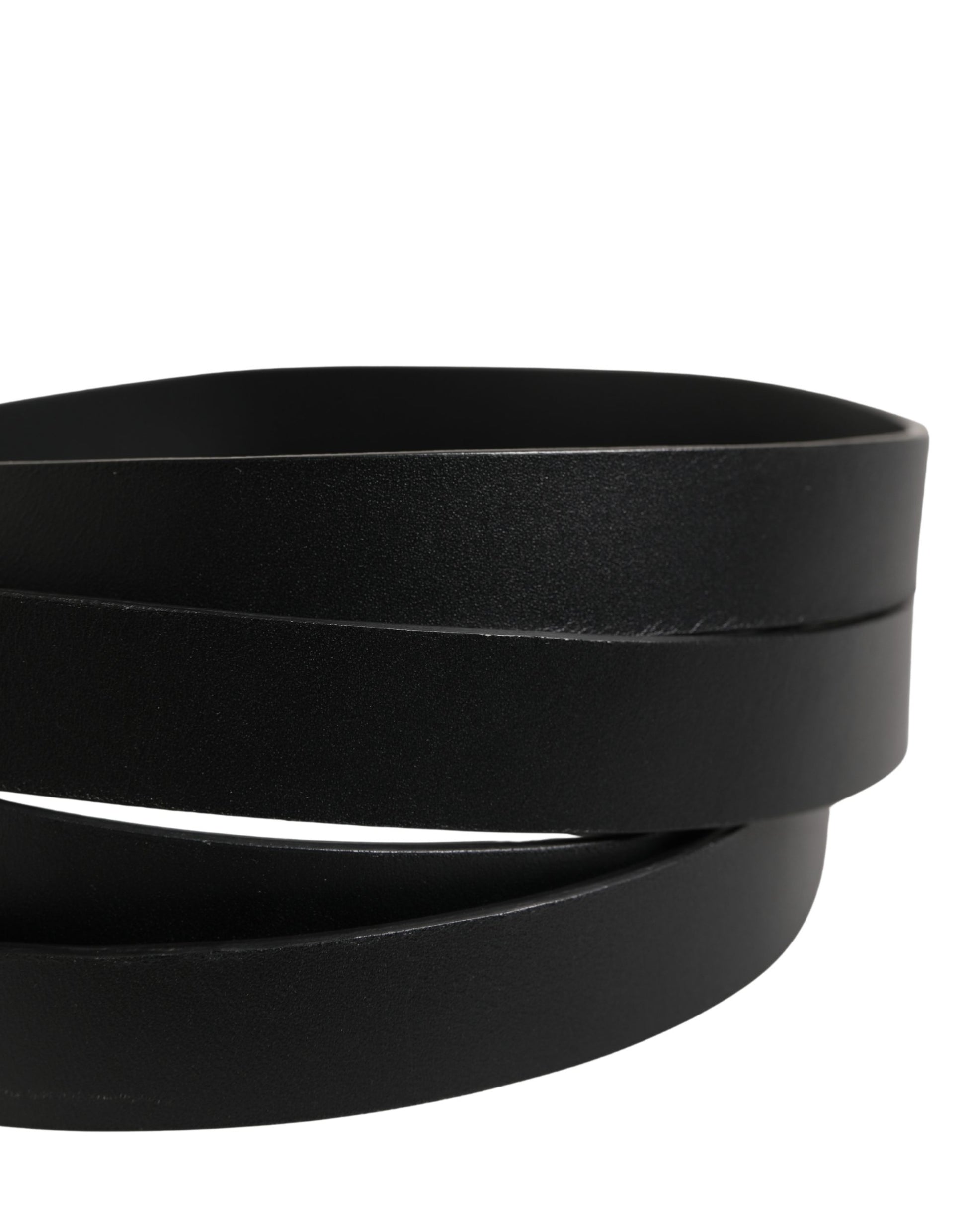 Dolce & Gabbana Black Double Strap Leather Silver Buckle Belt Curated Luxury Accessories by Orvyn