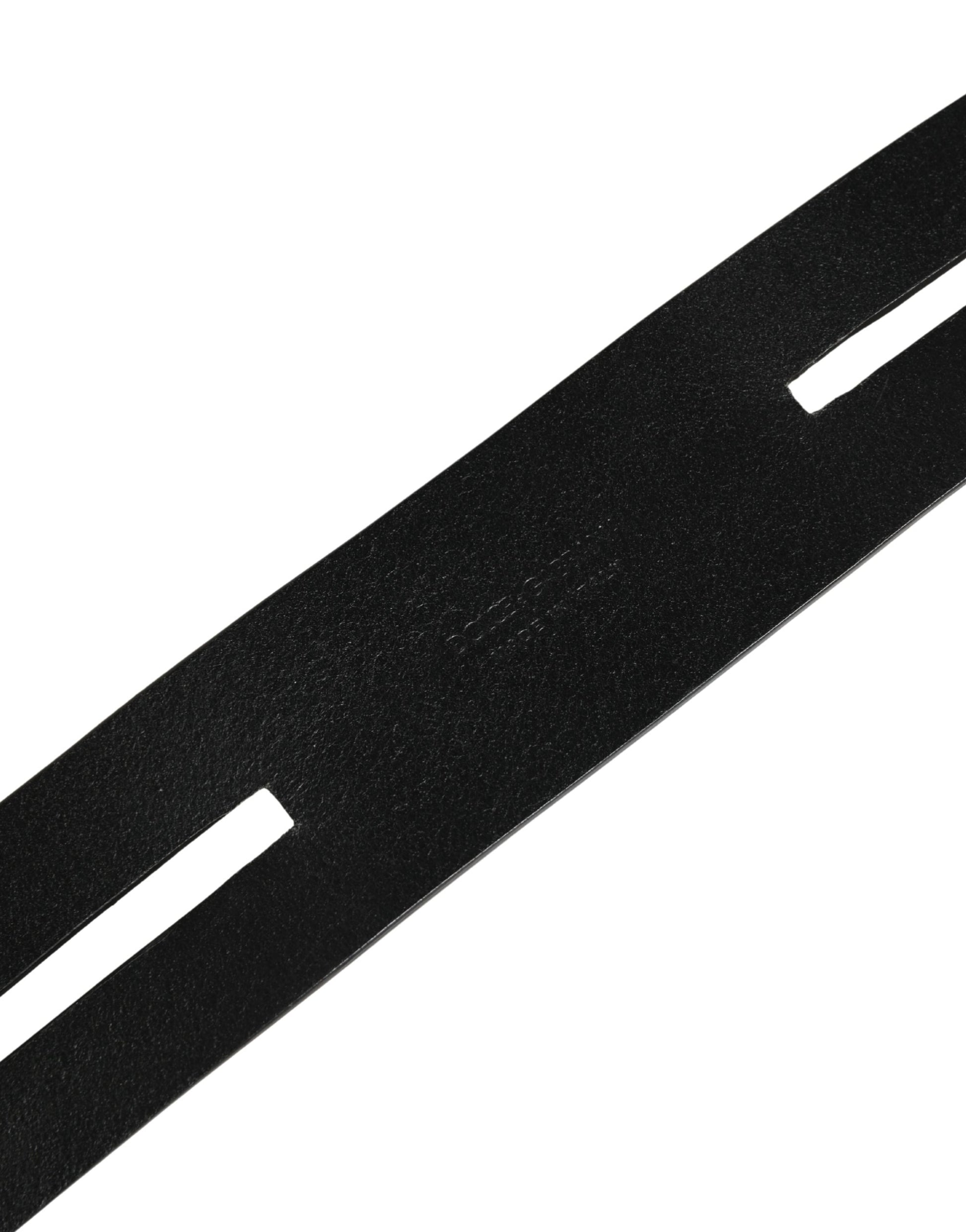 Dolce & Gabbana Black Double Strap Leather Silver Buckle Belt Curated Luxury Accessories by Orvyn
