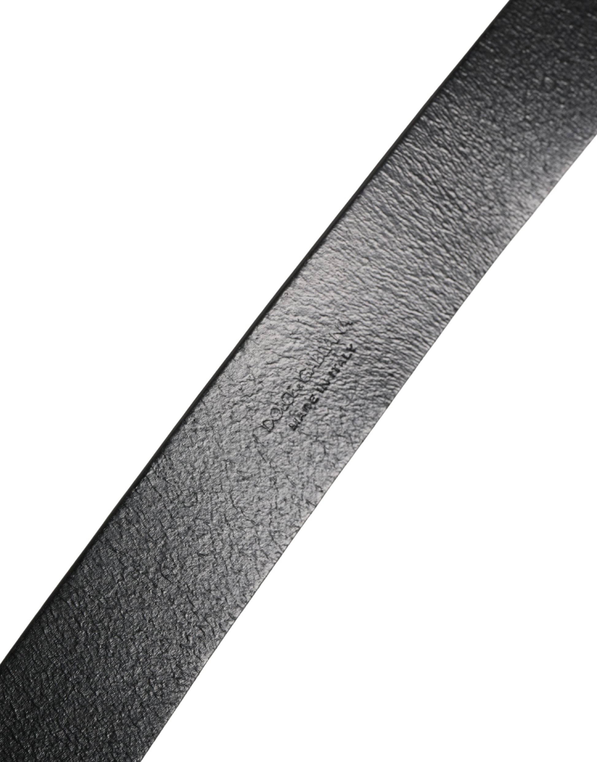 Dolce & Gabbana Black Calf Leather Silver Metal Buckle Belt Curated Luxury Accessories by Orvyn