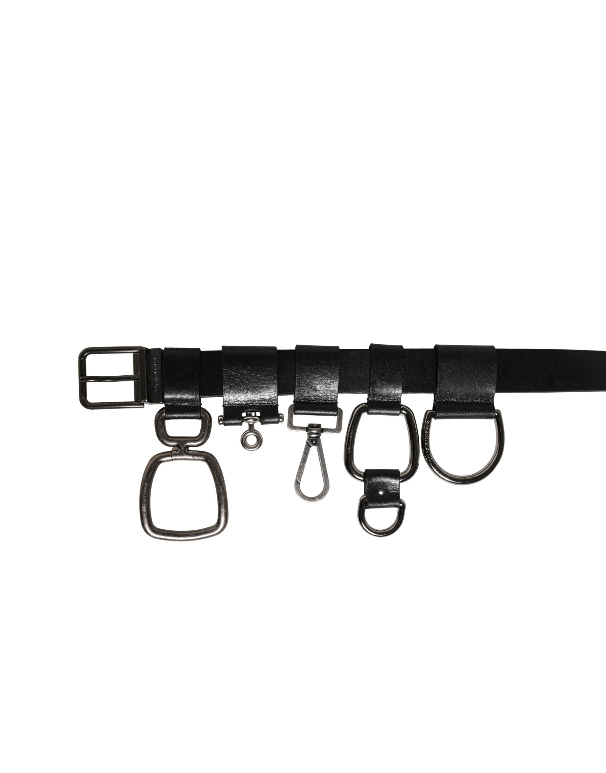 Dolce & Gabbana Black Calf Leather Silver Metal Buckle Belt Curated Luxury Accessories by Orvyn