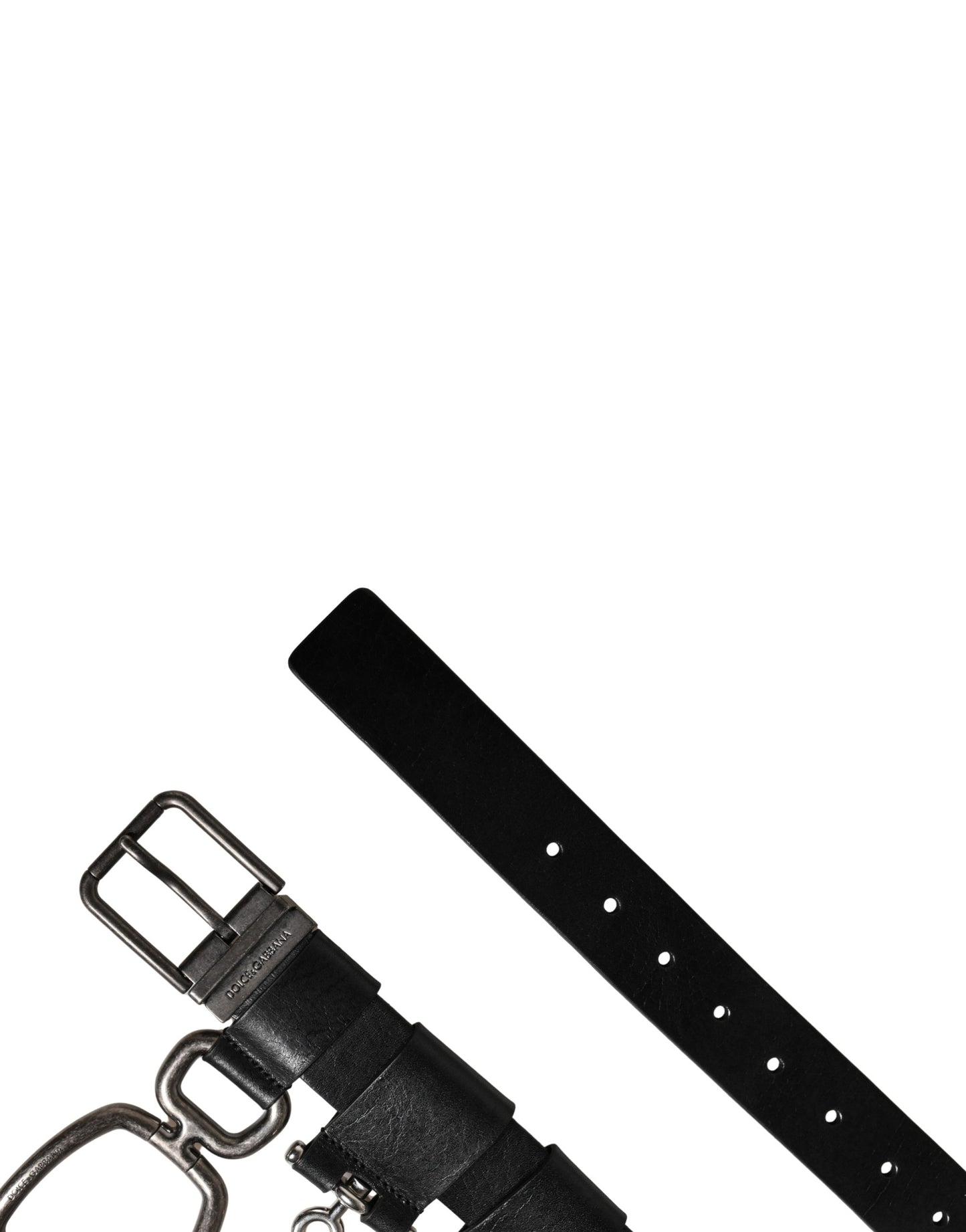 Dolce & Gabbana Black Calf Leather Silver Metal Buckle Belt Curated Luxury Accessories by Orvyn