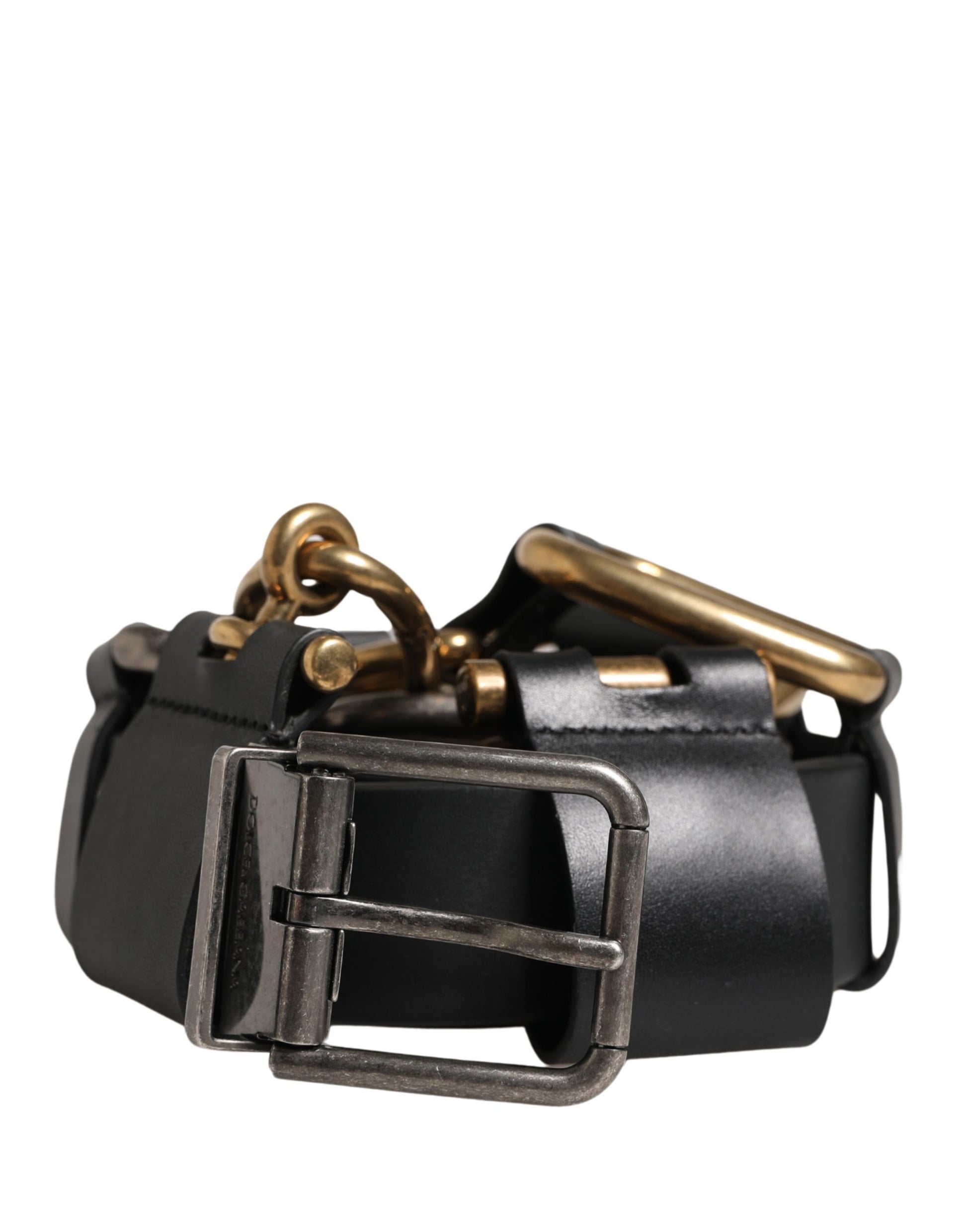 Dolce & Gabbana Men Black Classic Leather Metal Buckle Belt Curated Luxury Accessories by Orvyn
