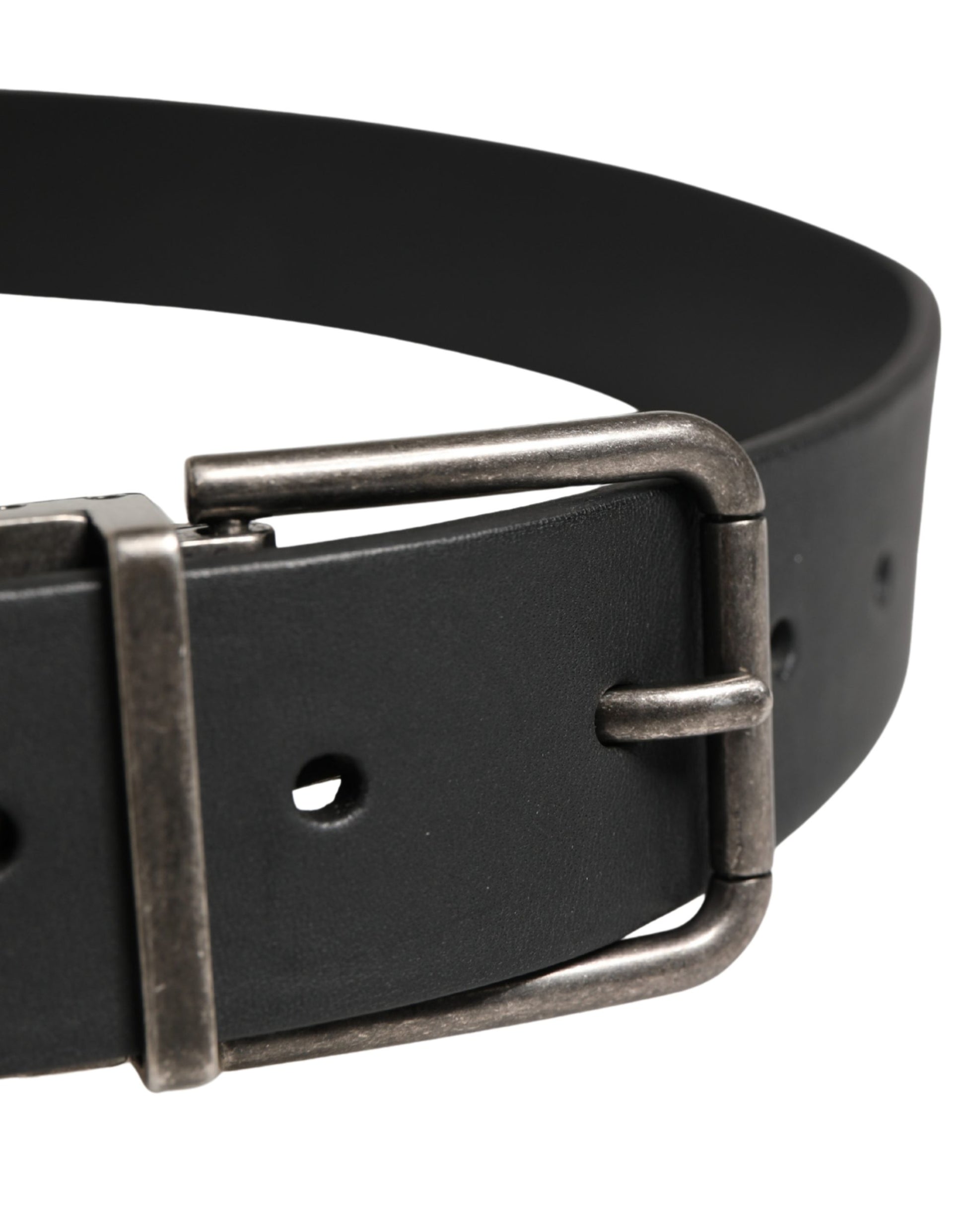 Dolce & Gabbana Men Black Classic Leather Metal Buckle Belt Curated Luxury Accessories by Orvyn