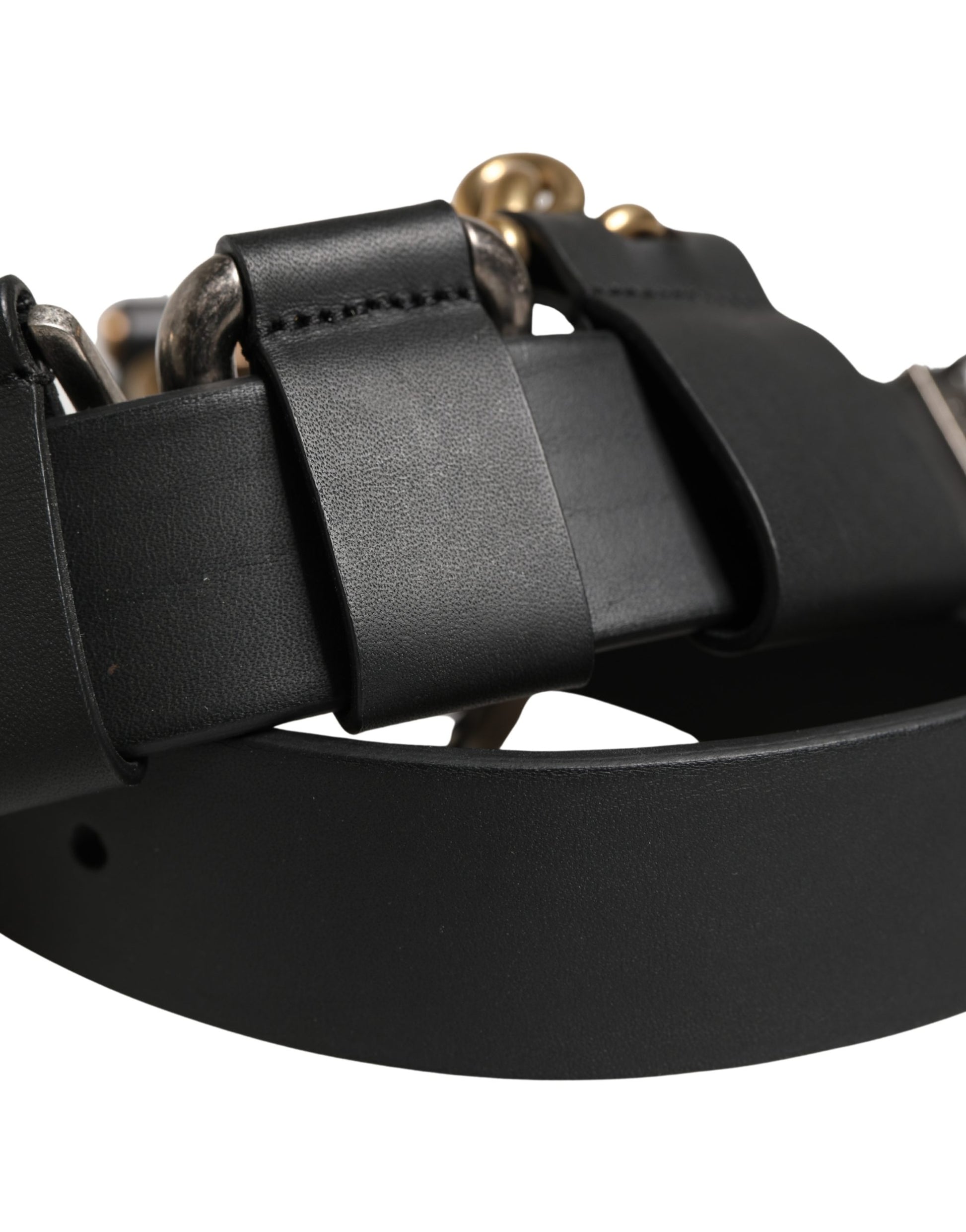 Dolce & Gabbana Men Black Classic Leather Metal Buckle Belt Curated Luxury Accessories by Orvyn