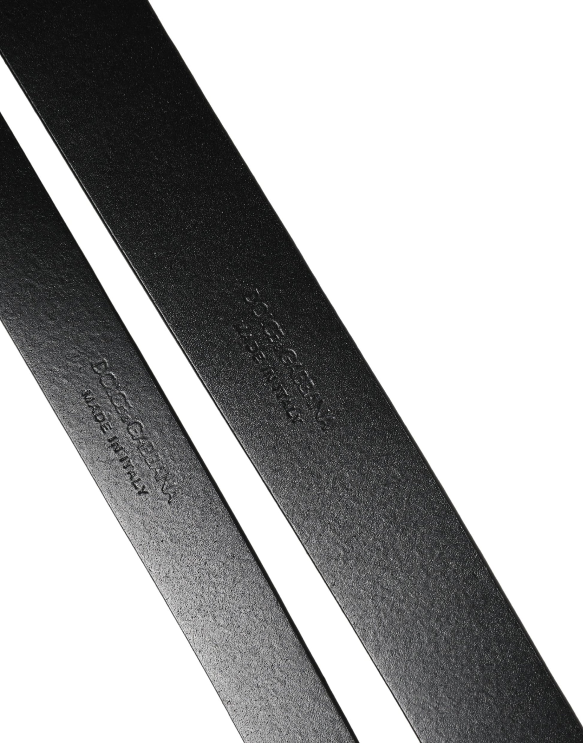 Dolce & Gabbana Black Double Strap Leather Silver Buckle Belt Curated Luxury Accessories by Orvyn