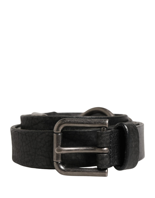 Dolce & Gabbana Men Black Calfskin Leather Metal Buckle Belt Curated Luxury Accessories by Orvyn