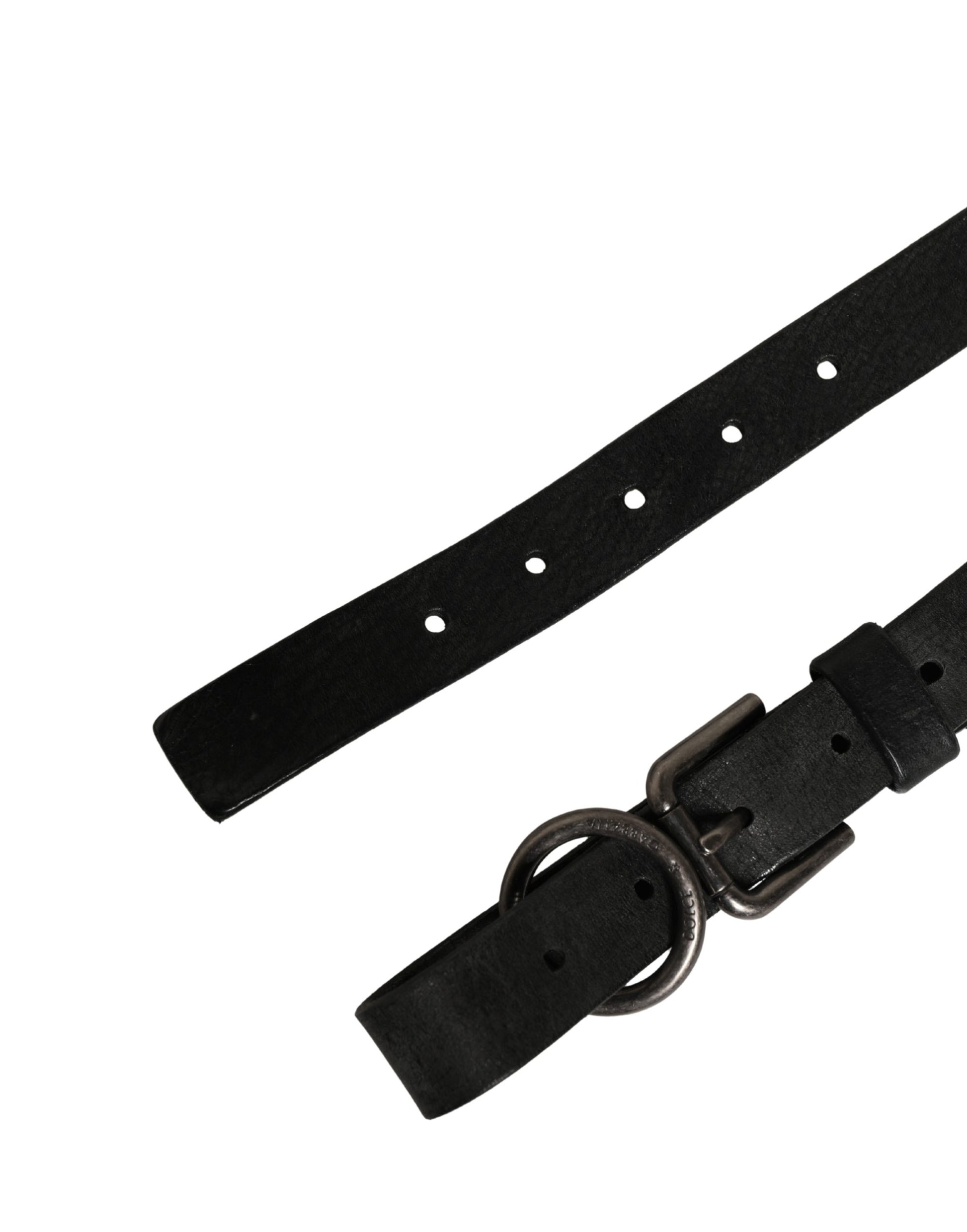 Dolce & Gabbana Men Black Calfskin Leather Metal Buckle Belt Curated Luxury Accessories by Orvyn