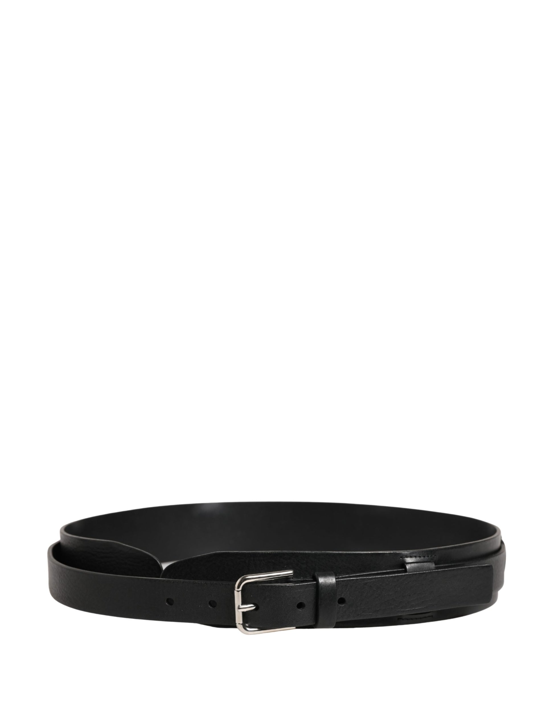 Dolce & Gabbana Men Black Classic Leather Metal Buckle Belt Curated Luxury Accessories by Orvyn