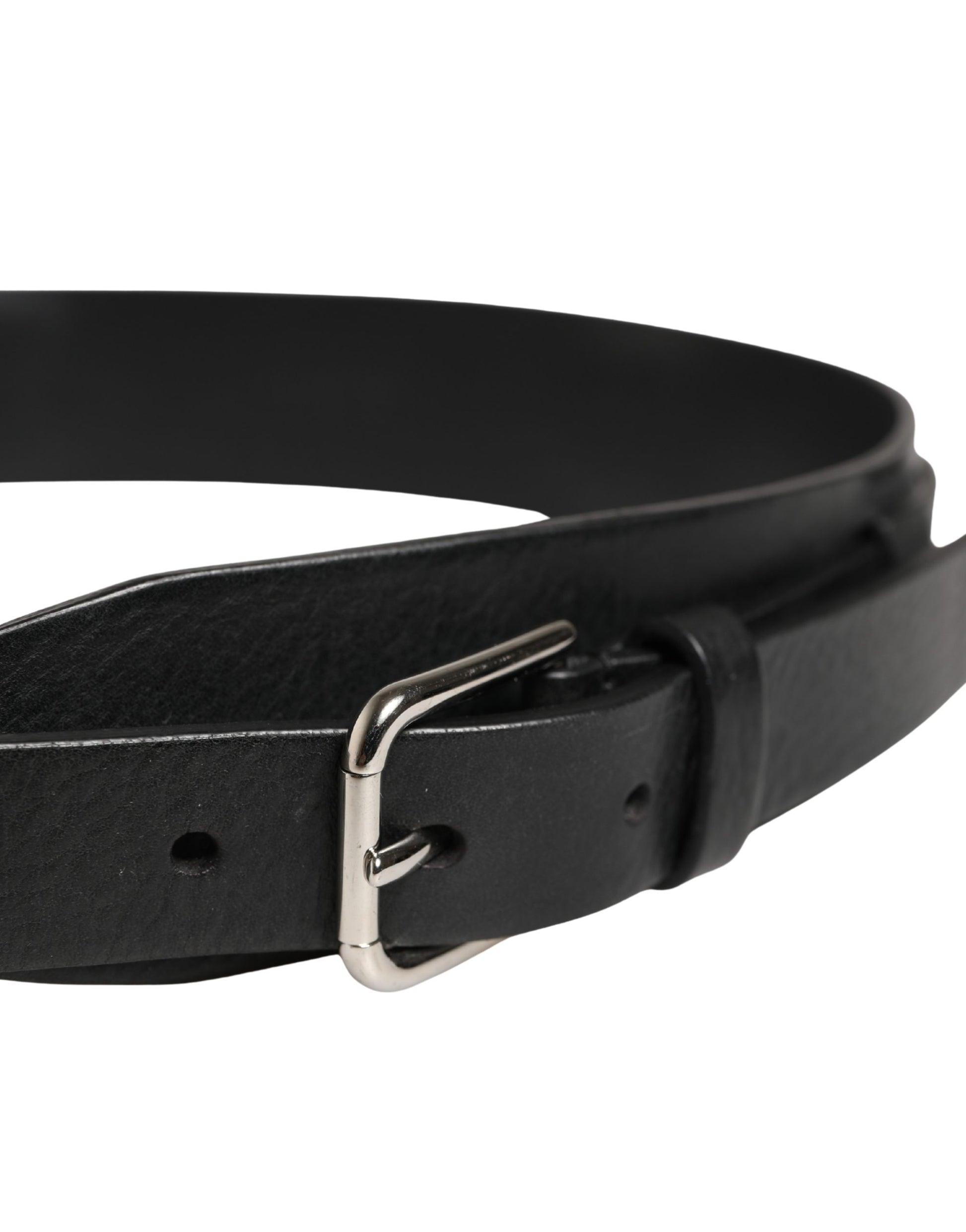 Dolce & Gabbana Men Black Classic Leather Metal Buckle Belt Curated Luxury Accessories by Orvyn