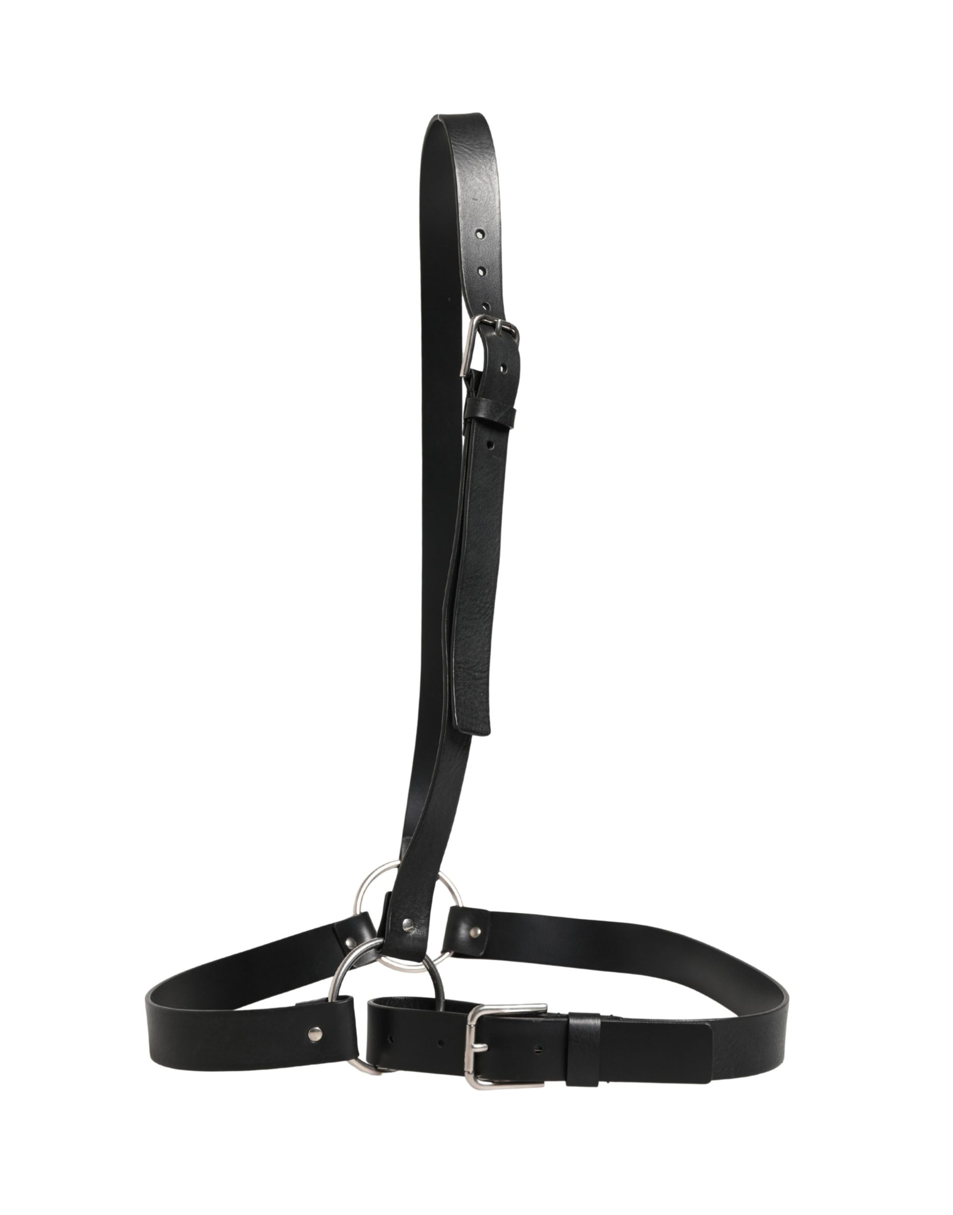 Dolce & Gabbana Black Double Strap Leather Silver Buckle Belt Curated Luxury Accessories by Orvyn