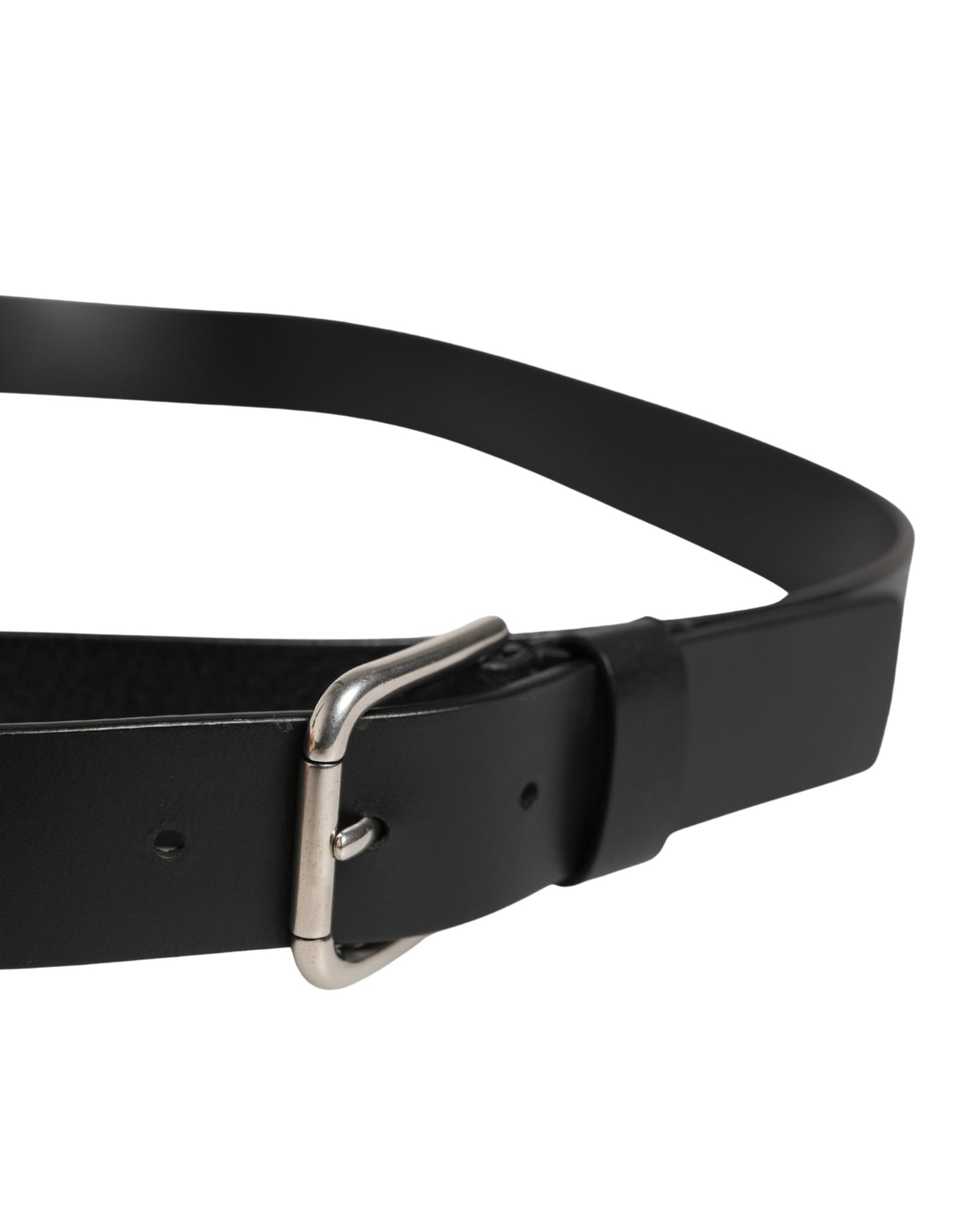 Dolce & Gabbana Black Double Strap Leather Silver Buckle Belt Curated Luxury Accessories by Orvyn