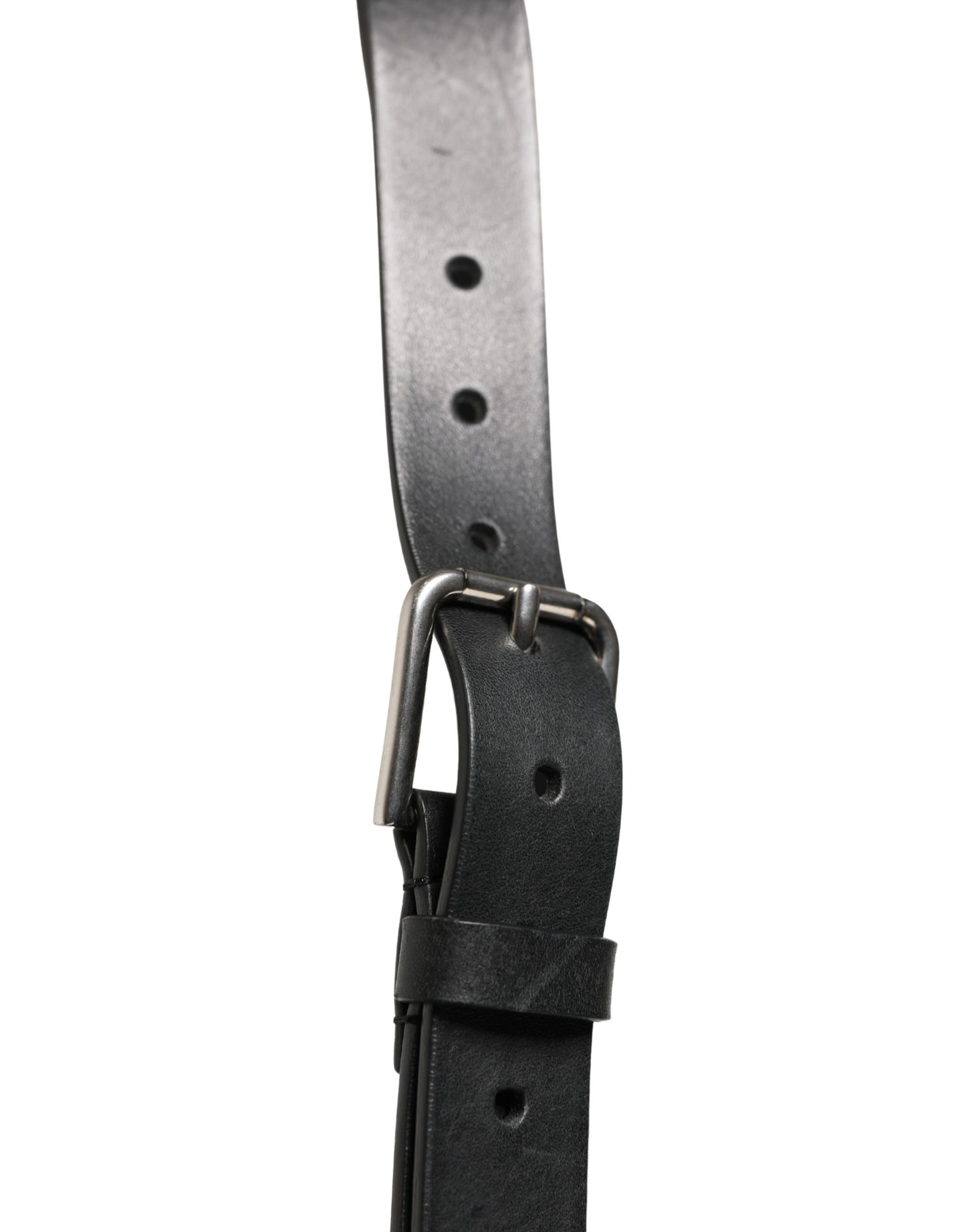Dolce & Gabbana Black Double Strap Leather Silver Buckle Belt Curated Luxury Accessories by Orvyn