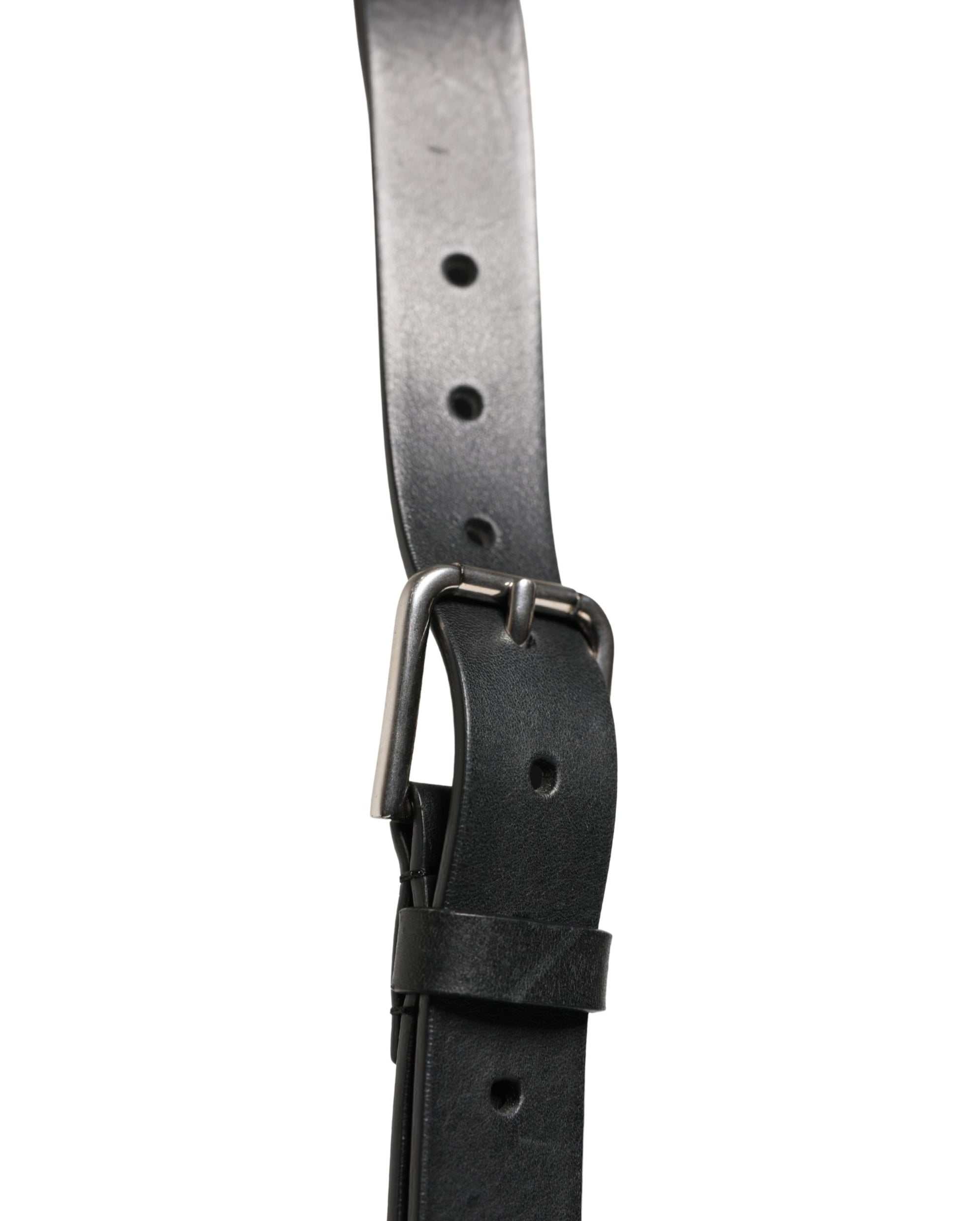 Dolce & Gabbana Black Double Strap Leather Silver Buckle Belt Curated Luxury Accessories by Orvyn