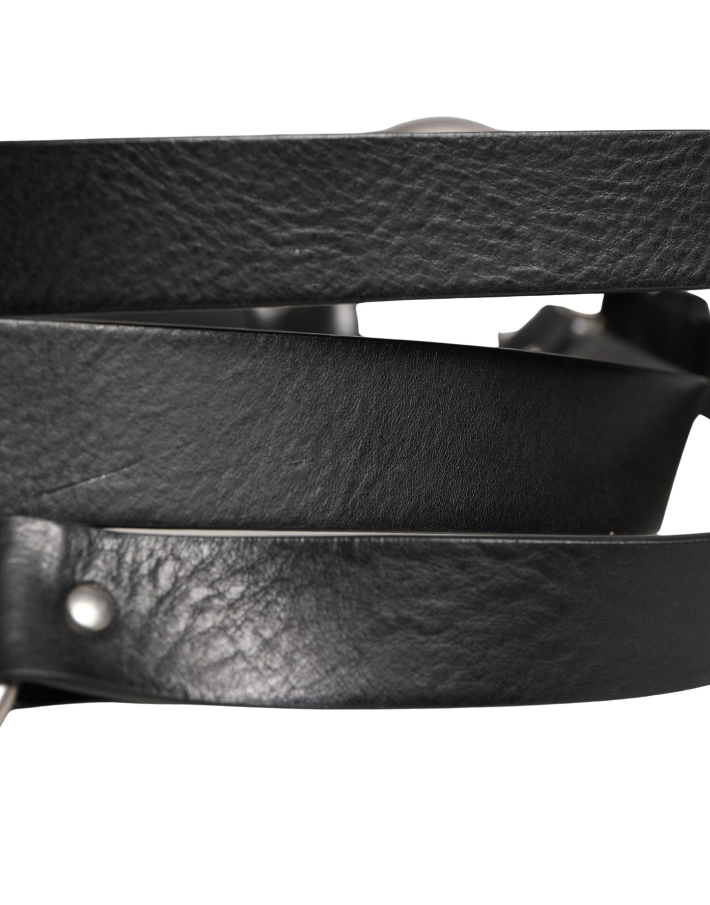 Dolce & Gabbana Black Double Strap Leather Silver Buckle Belt Curated Luxury Accessories by Orvyn