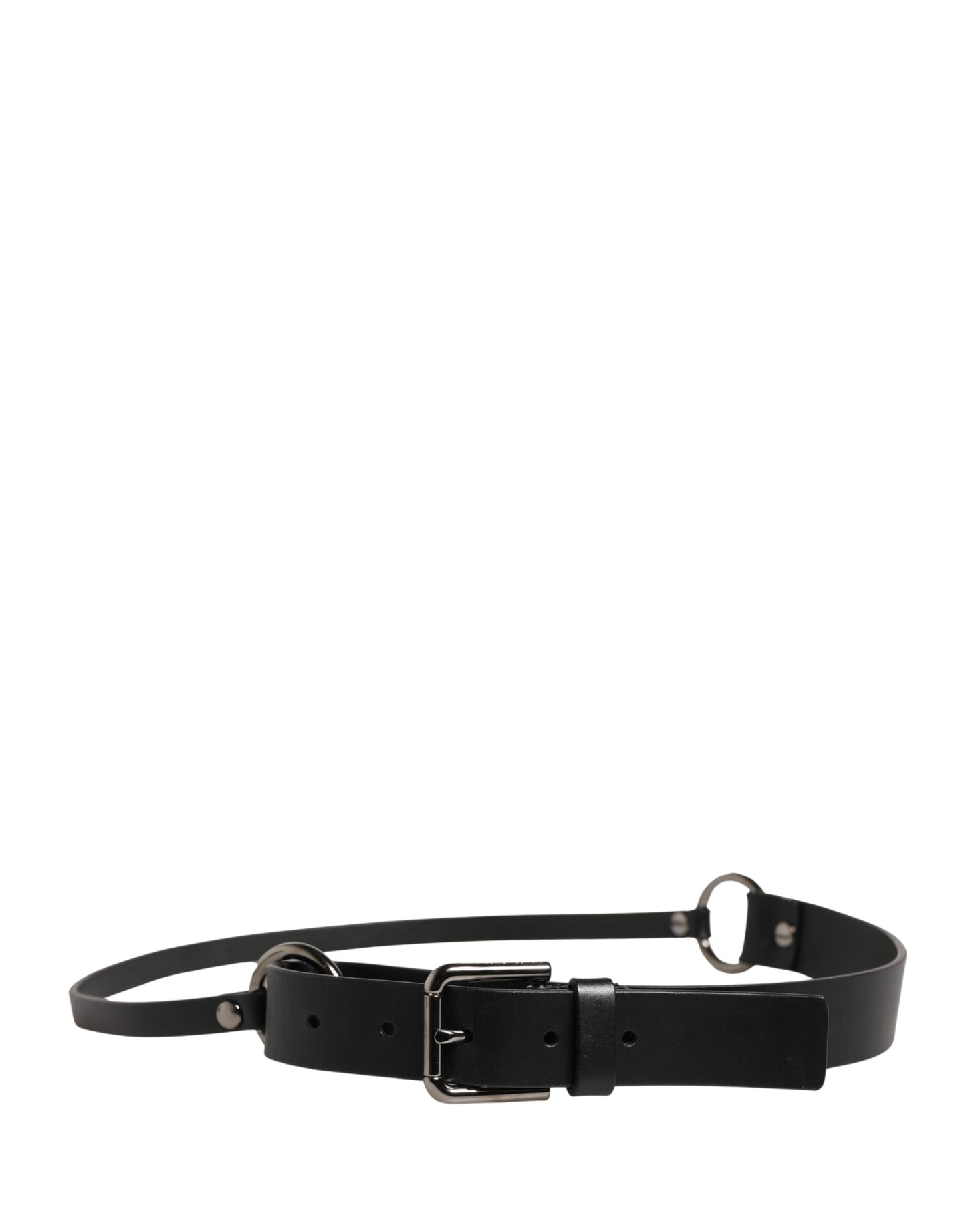 Dolce & Gabbana Men Black Calfskin Leather Metal Buckle Belt Curated Luxury Accessories by Orvyn