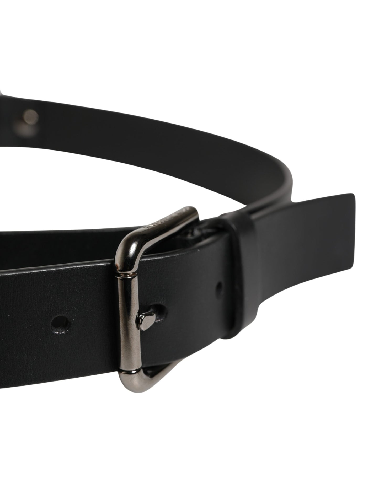 Dolce & Gabbana Men Black Calfskin Leather Metal Buckle Belt Curated Luxury Accessories by Orvyn