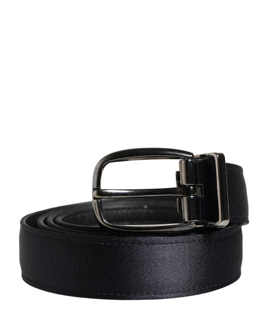 Dolce & Gabbana Men Black Classic Viscose Metal Buckle Belt Curated Luxury Accessories by Orvyn