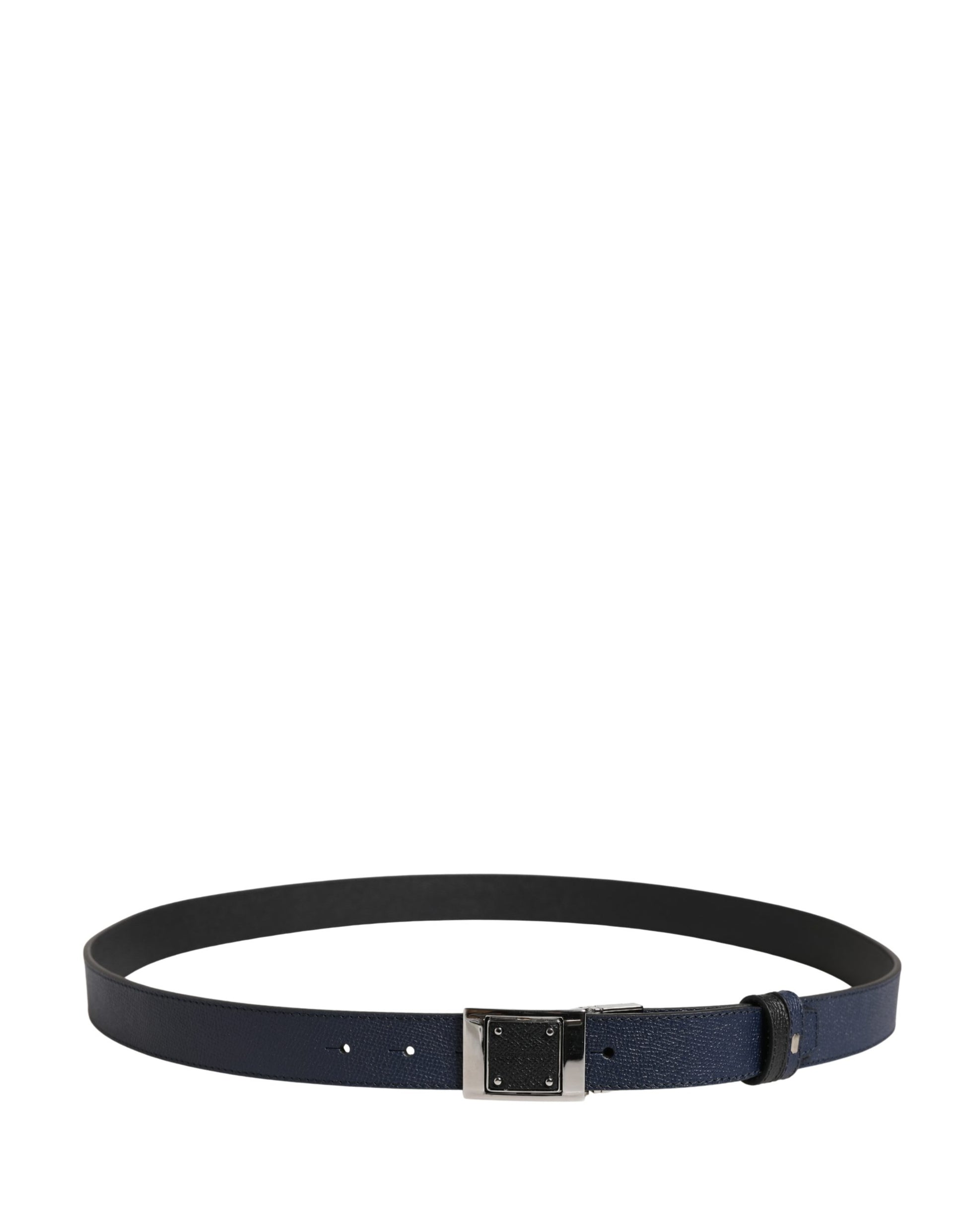 Dolce & Gabbana Men Blue Calfskin Leather Square Buckle Belt Curated Luxury Accessories by Orvyn