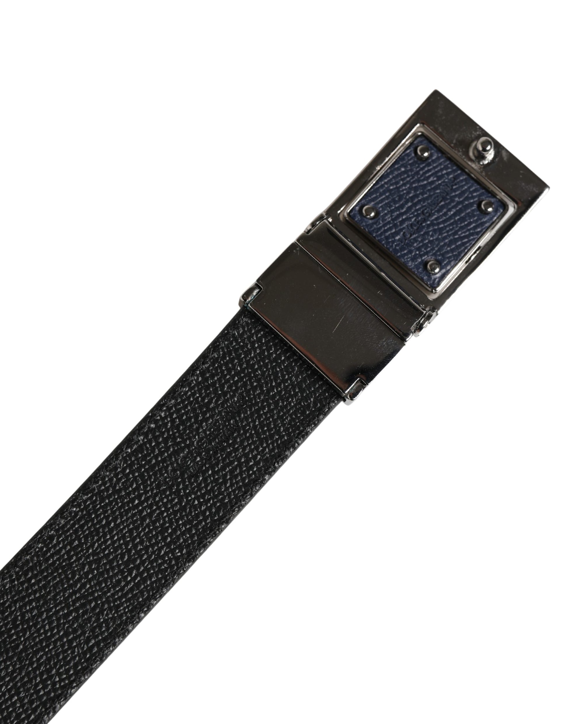 Dolce & Gabbana Men Blue Calfskin Leather Square Buckle Belt Curated Luxury Accessories by Orvyn