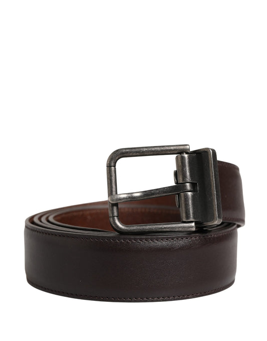 Dolce & Gabbana Men Brown Classic Leather Metal Buckle Belt Curated Luxury Accessories by Orvyn