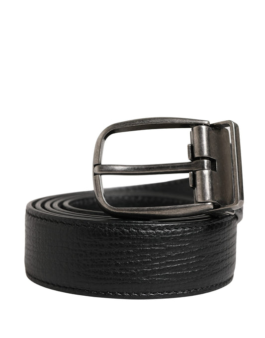 Dolce & Gabbana Men Black Classic Leather Metal Buckle Belt Curated Luxury Accessories by Orvyn