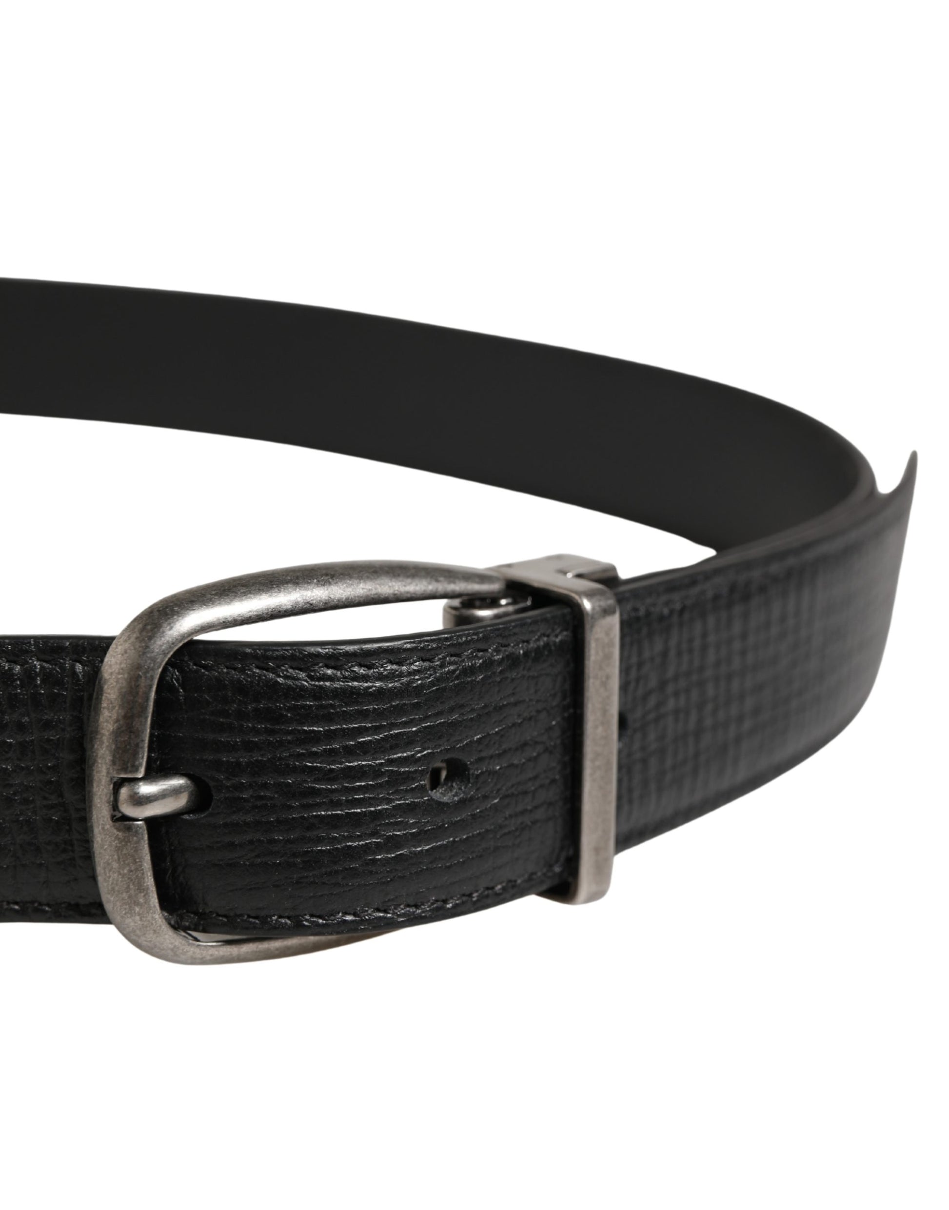 Dolce & Gabbana Men Black Classic Leather Metal Buckle Belt Curated Luxury Accessories by Orvyn