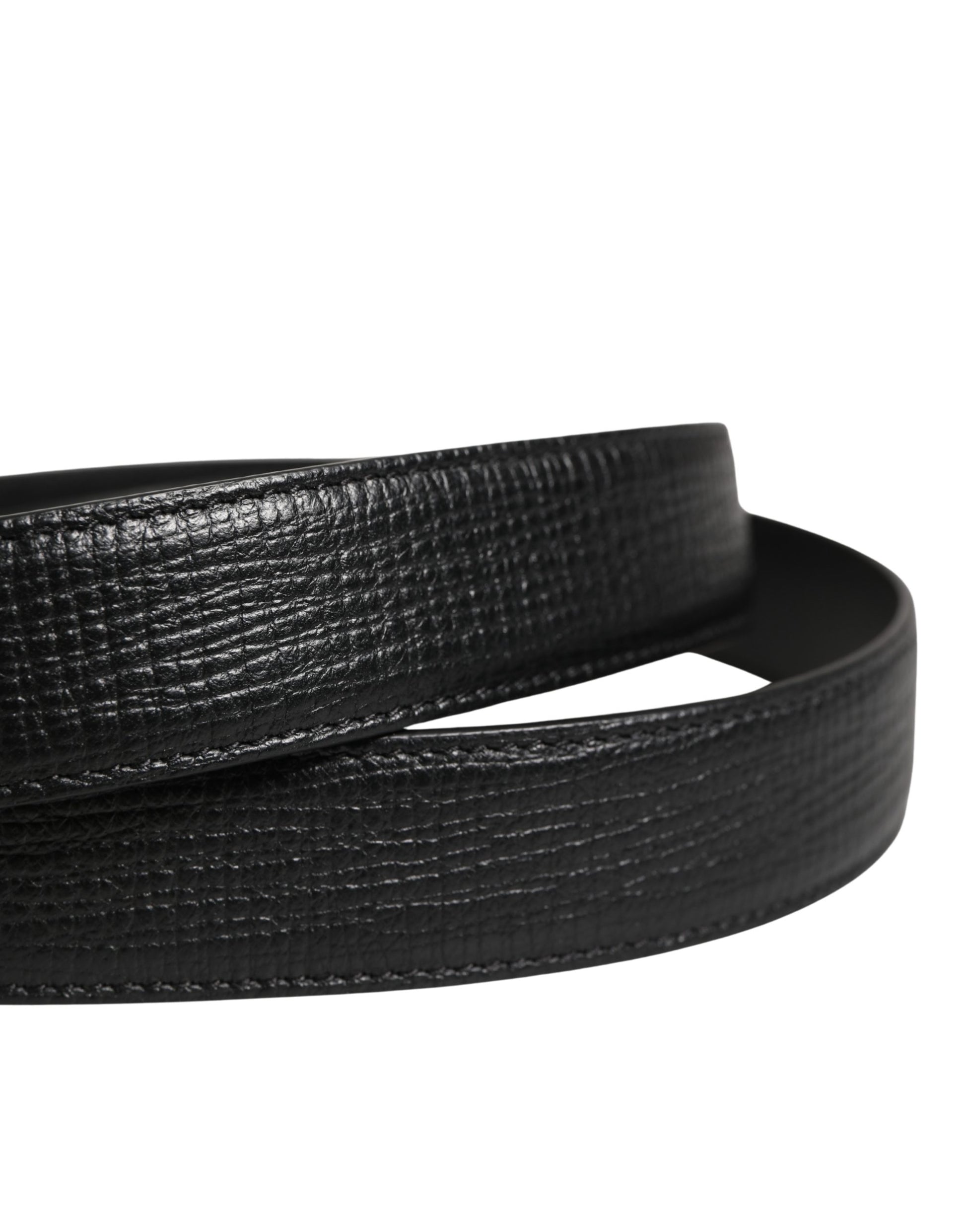 Dolce & Gabbana Men Black Classic Leather Metal Buckle Belt Curated Luxury Accessories by Orvyn