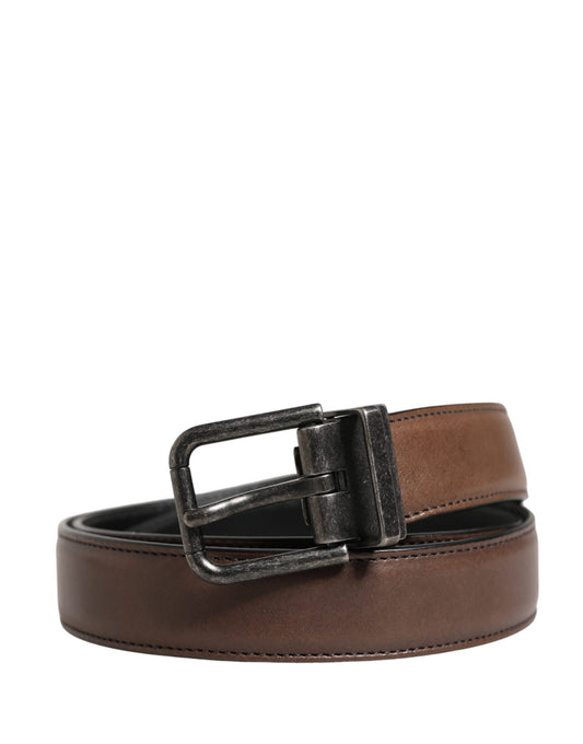 Dolce & Gabbana Men Brown Classic Leather Metal Buckle Belt Curated Luxury Accessories by Orvyn