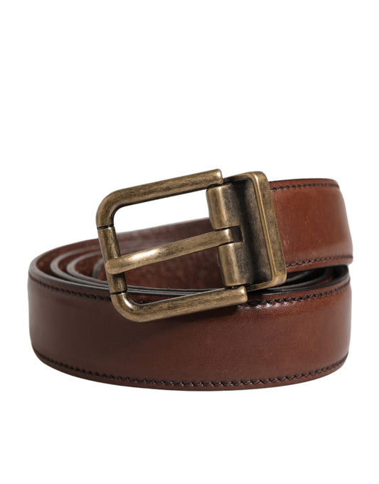 Dolce & Gabbana Men Brown Classic Leather Metal Buckle Belt Curated Luxury Accessories by Orvyn