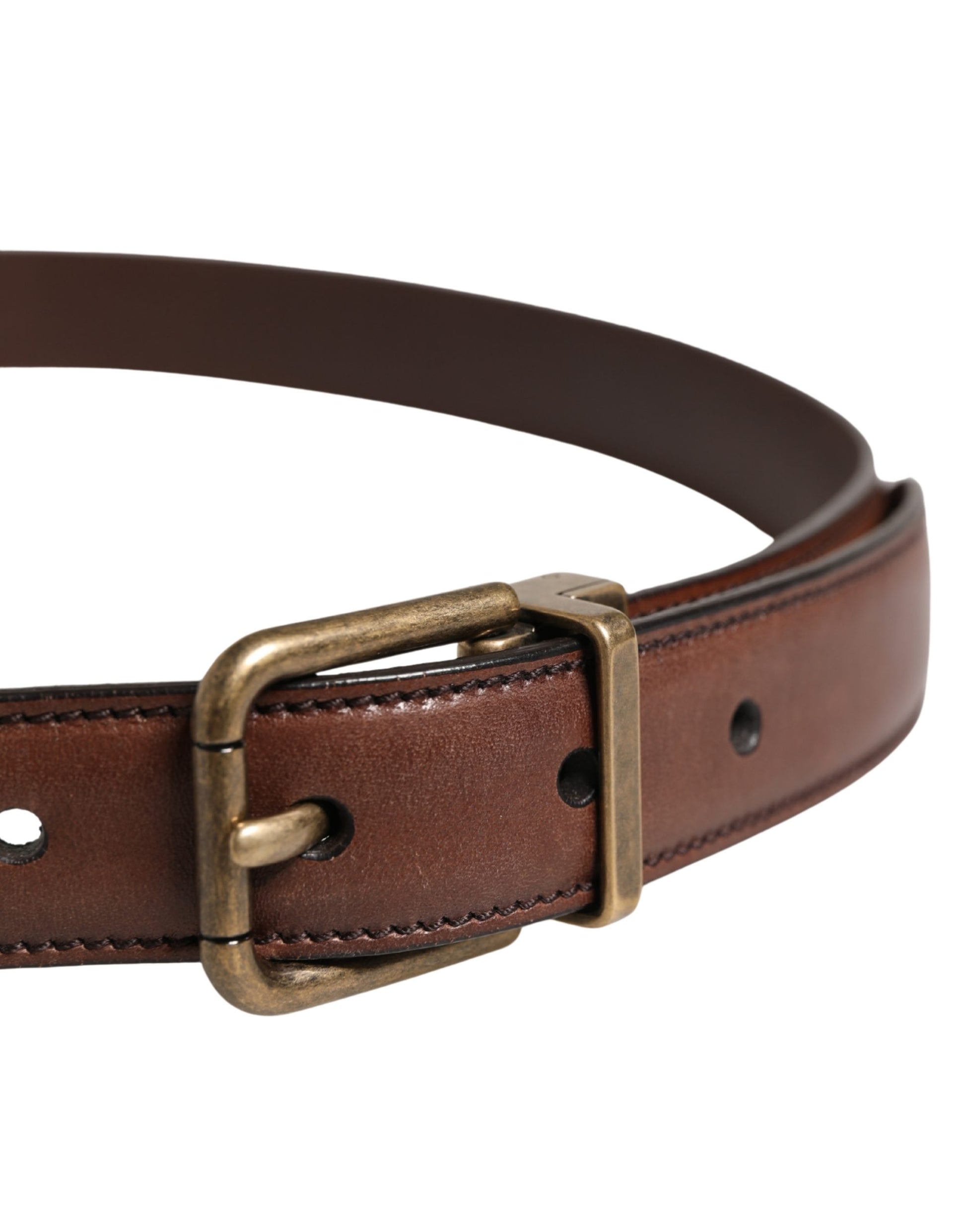 Dolce & Gabbana Men Brown Classic Leather Metal Buckle Belt Curated Luxury Accessories by Orvyn