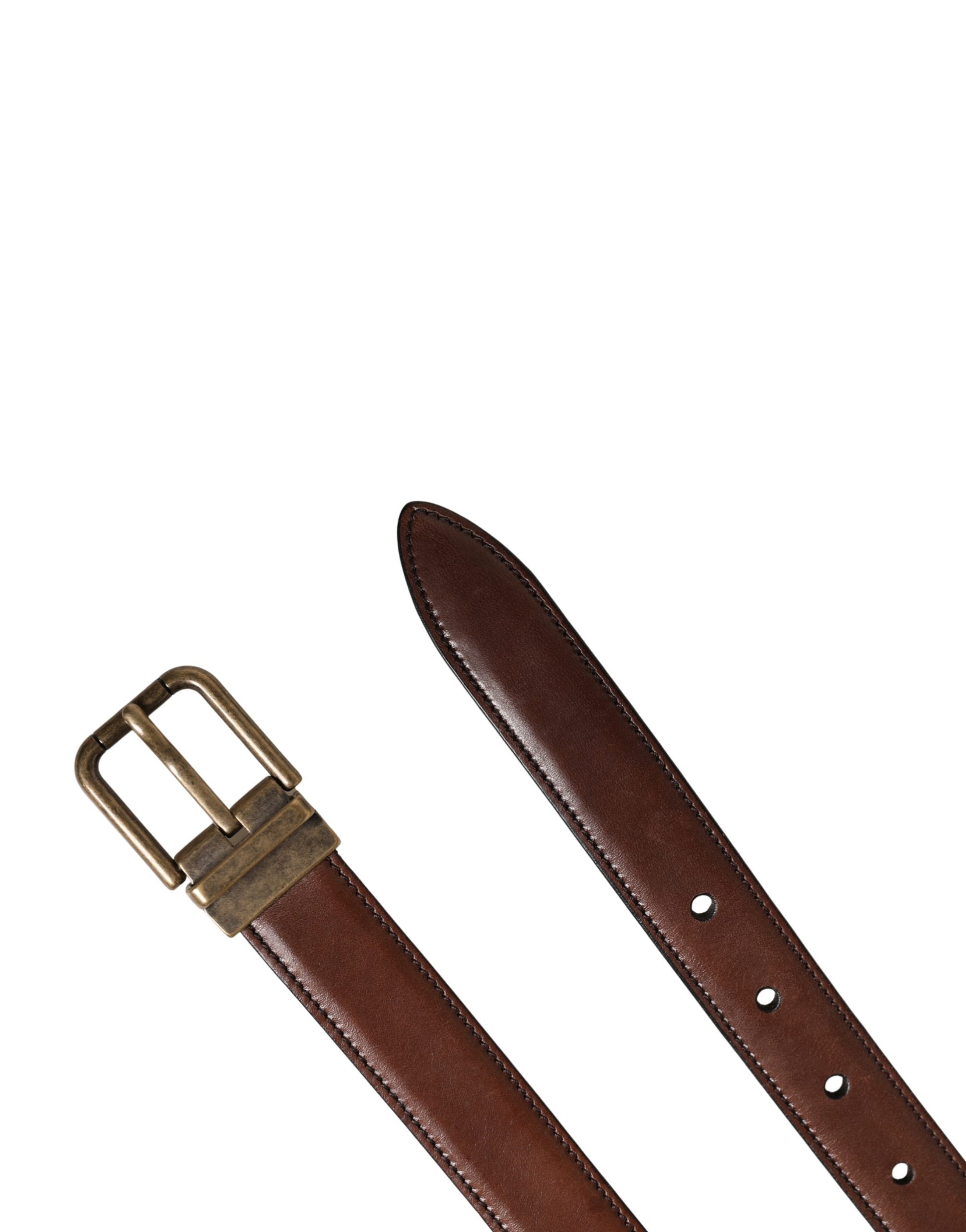 Dolce & Gabbana Men Brown Classic Leather Metal Buckle Belt Curated Luxury Accessories by Orvyn
