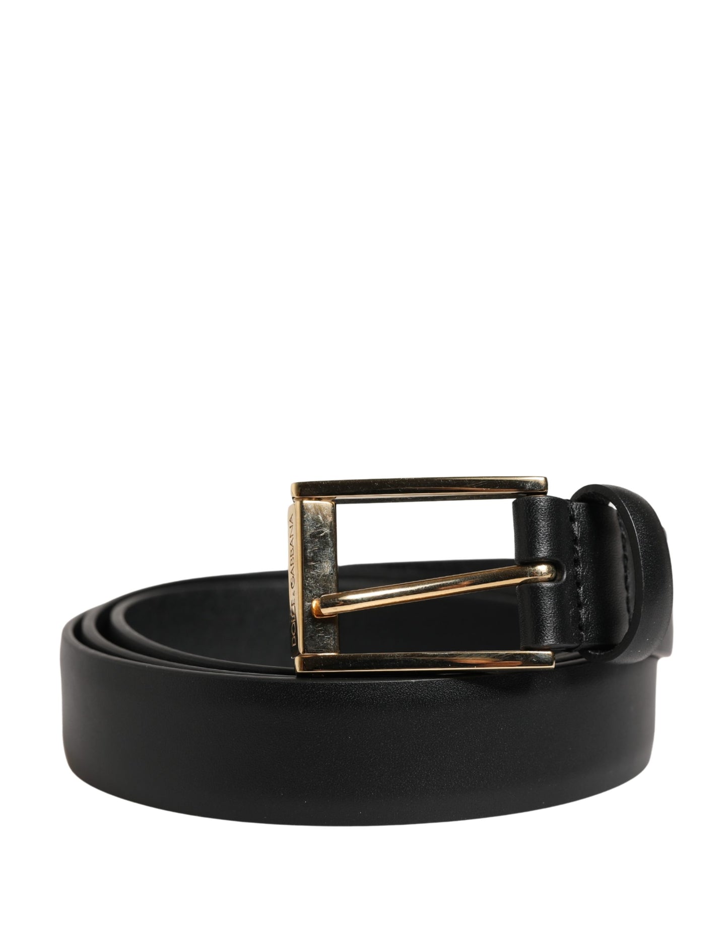 Dolce & Gabbana Men Black Classic Leather Metal Buckle Belt Curated Luxury Accessories by Orvyn