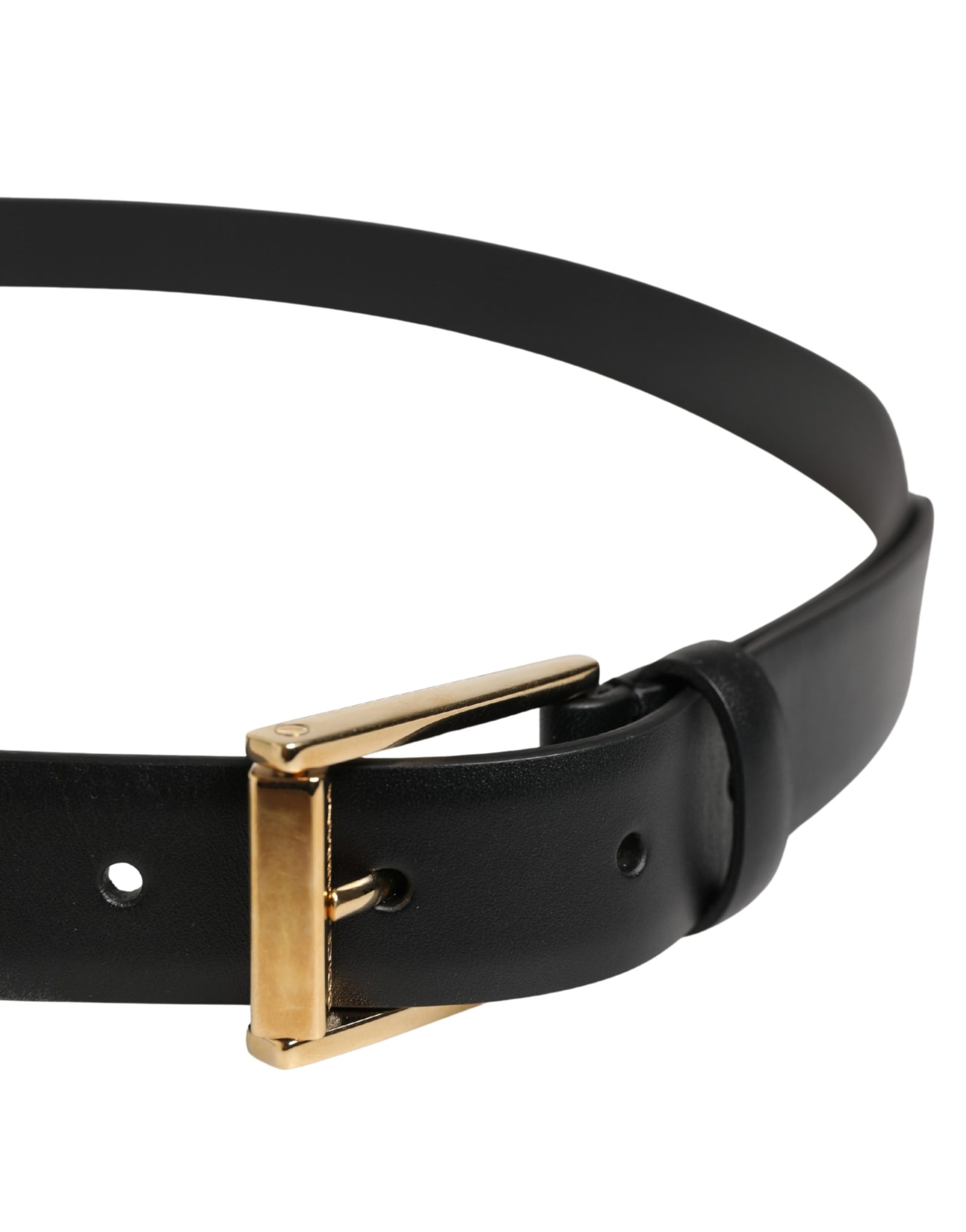 Dolce & Gabbana Men Black Classic Leather Metal Buckle Belt Curated Luxury Accessories by Orvyn