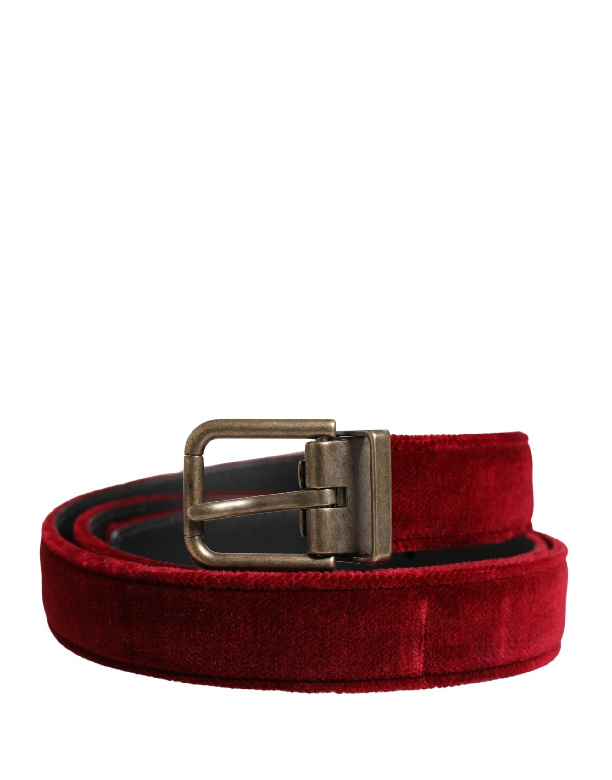 Dolce & Gabbana Men Burgundy Velvet Cotton Metal Buckle Belt Curated Luxury Accessories by Orvyn