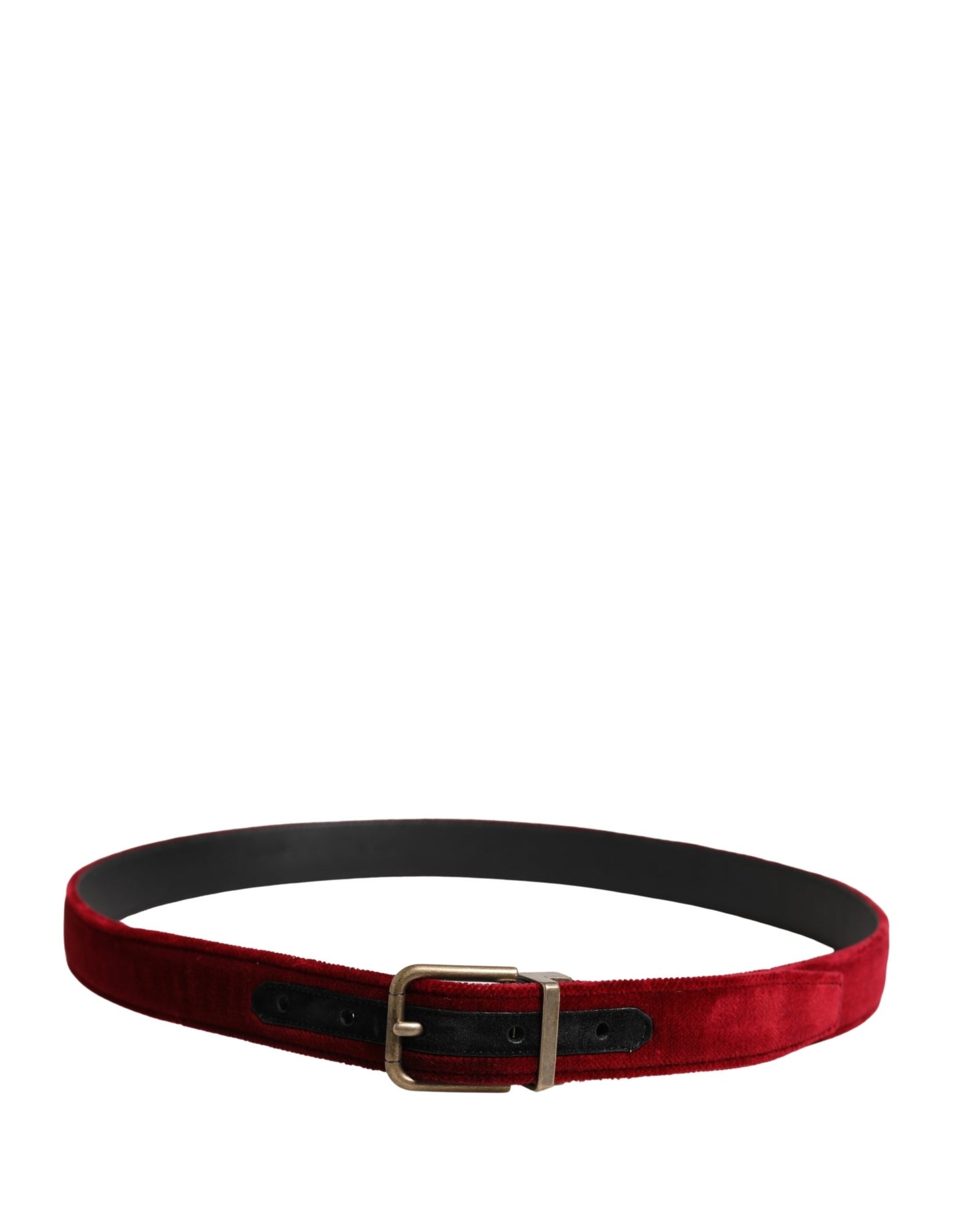 Dolce & Gabbana Men Burgundy Velvet Cotton Metal Buckle Belt Curated Luxury Accessories by Orvyn